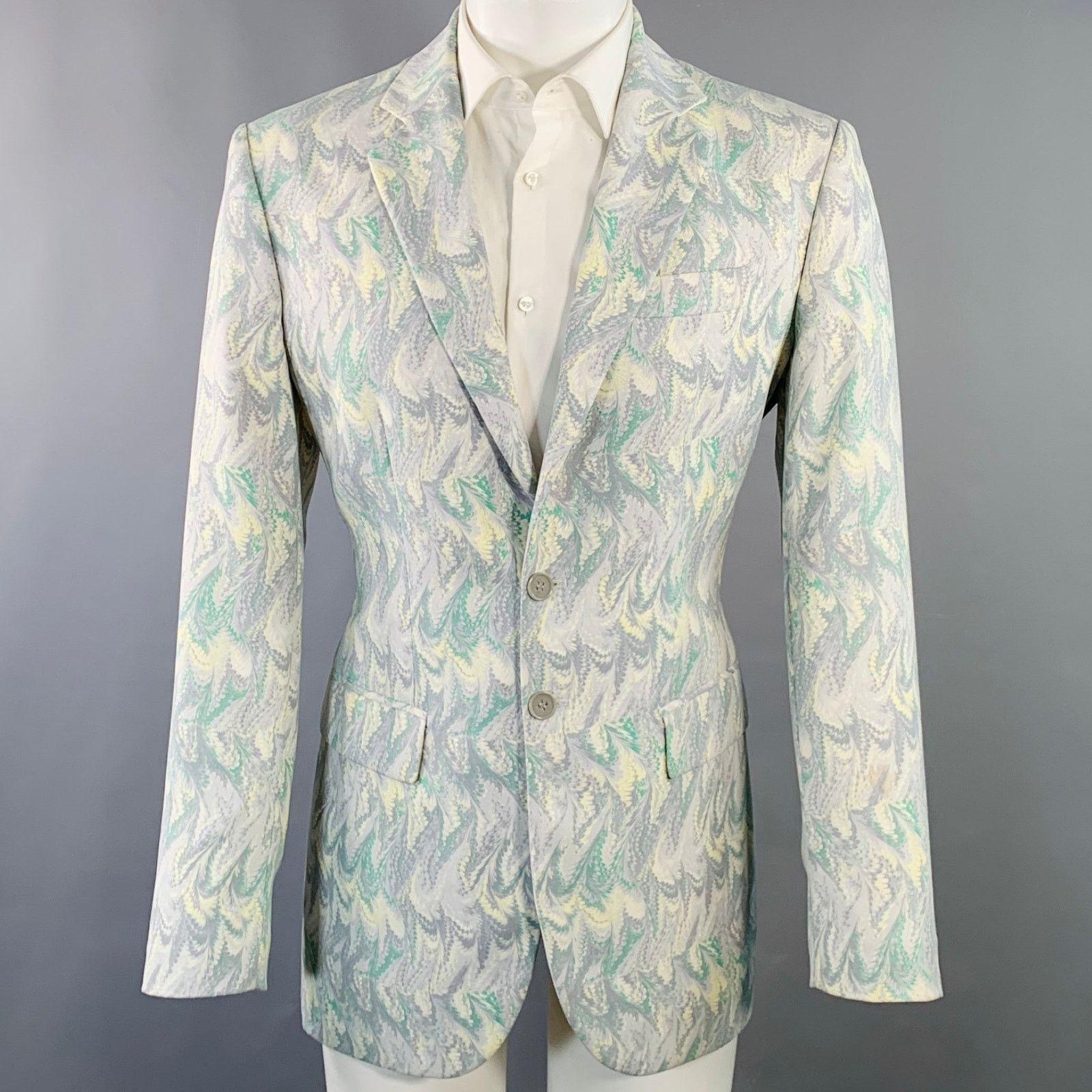 Alexander McQueen ALEXANDER MCQUEEN Grey Polyester Notch Lapel Sport Coat Size 40R - 1 Thumbnail