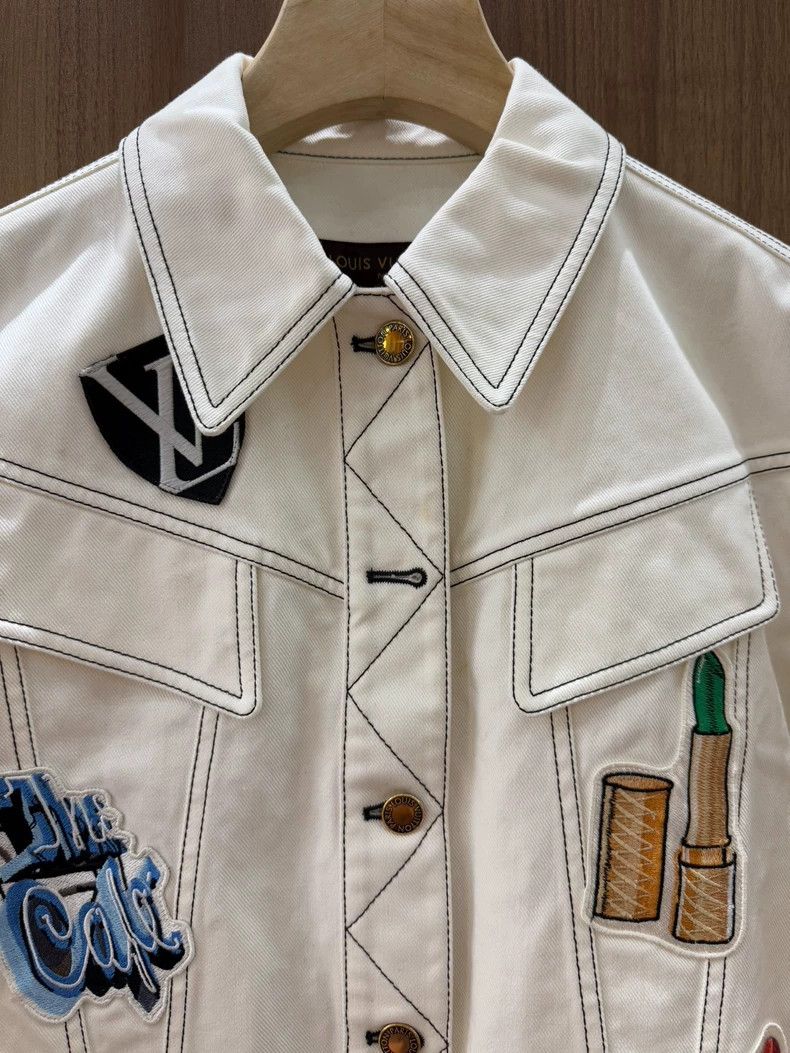 Louis Vuitton Louis Vuitton Embroidered white denim jacket Size S / US 4 / IT 40 - 3 Thumbnail