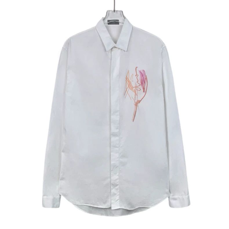 Dior Dior Size 38 White graffiti design cotton lapel long-sleeve Size US XXS / EU 40 - 1 Thumbnail