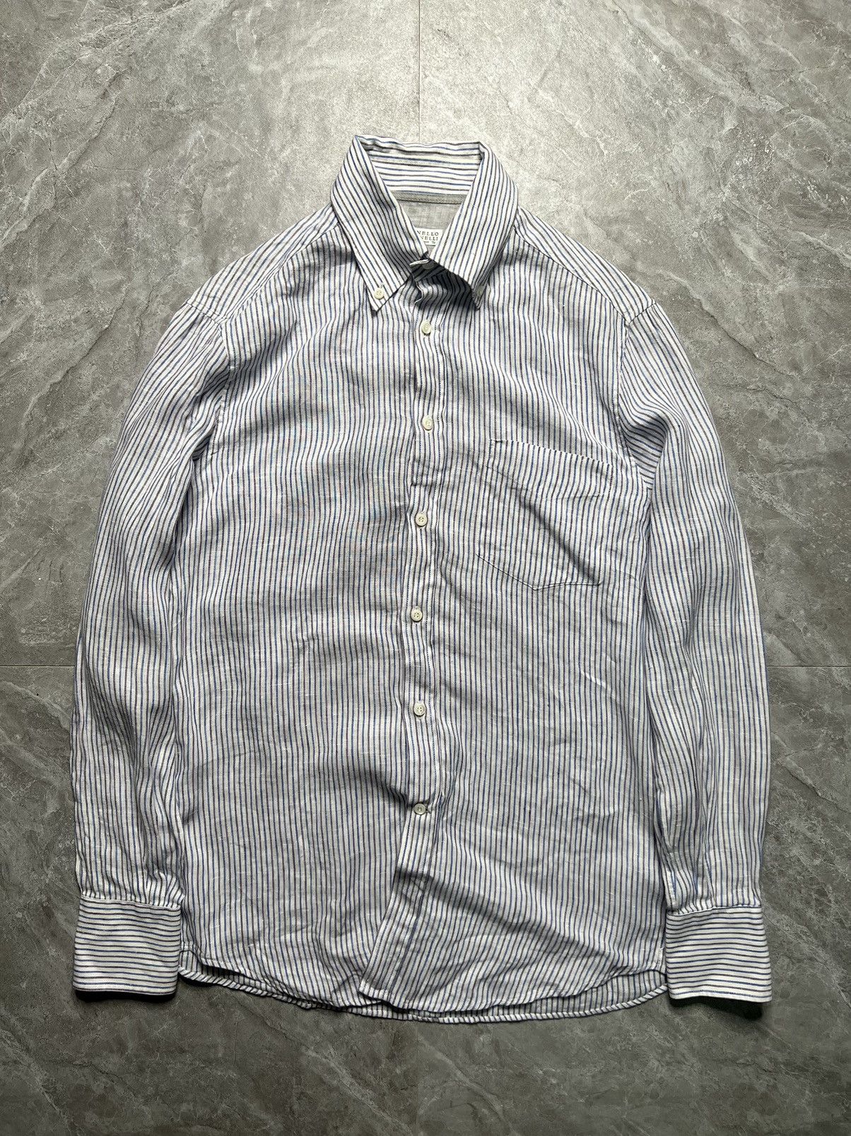 Brunello Cucinelli Brunello Cucinelli Striped Linen Shirt Size US XS / EU 42 / 0 - 1 Thumbnail