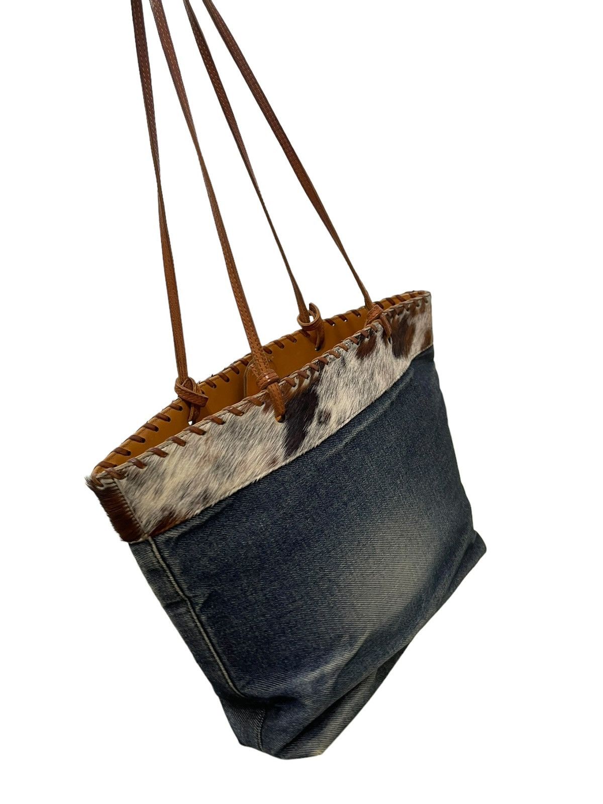 Japanese Brand Denim Leather Berge Italy Shoulder Bag 3🟩 Size ONE SIZE - 3 Thumbnail