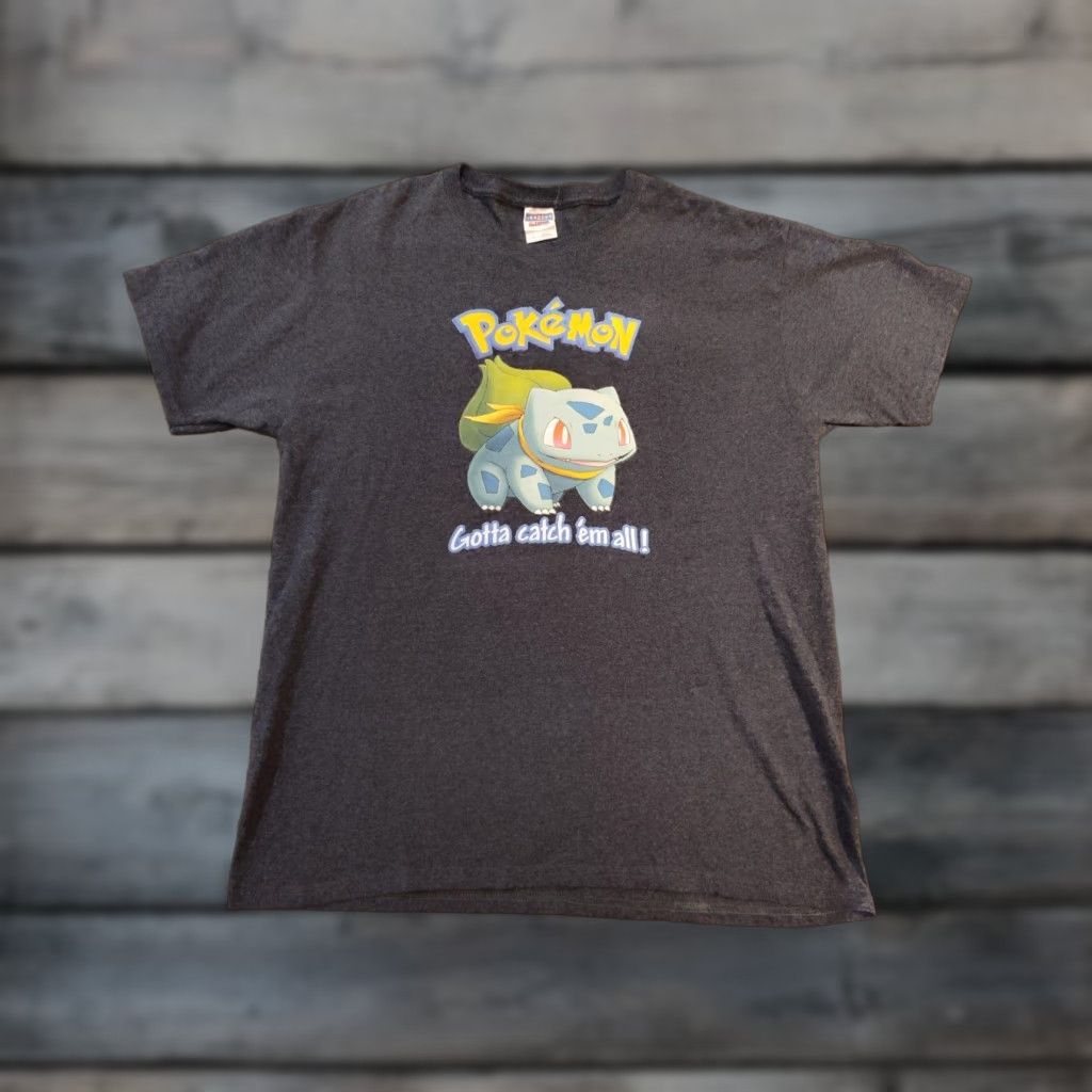 Jerzees VINTAGE JERZEES Pokémon T-Shirt Men Short Sleeve Cotton Blend Gray Y2K Bulbasaur Size L Size US L / EU 52-54 / 3 - 1 Thumbnail