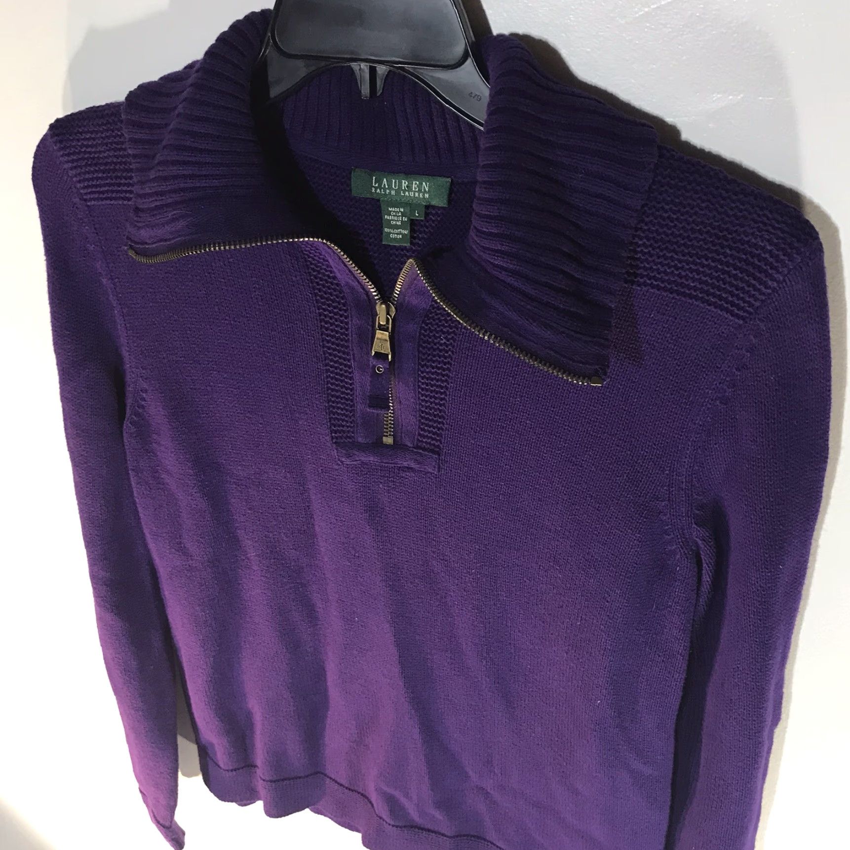 Ralph Lauren Lauren Ralph Lauren Purple Cable Knit Sweater Womens Size L Pullover Long Sleeve Casual Size L / US 10 / IT 46 - 3 Thumbnail