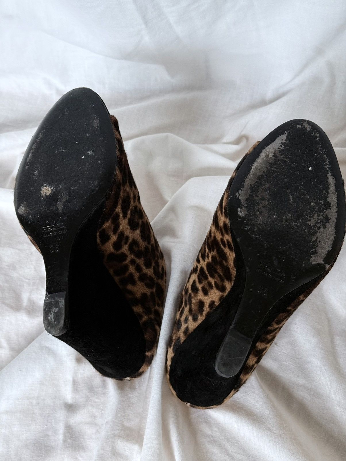 Prada Prada Leopard Print Pony Hair Open-Toe Mules on Wedges Size US 5 / IT 35 - 8 Thumbnail