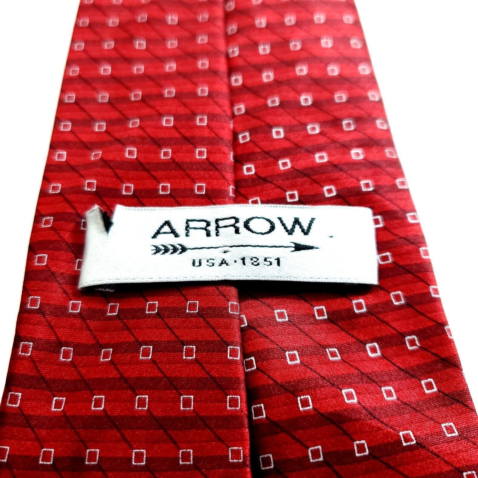 Arrow Arrow Red Geometric Print Silk Tie Tags Ripped Size ONE SIZE - 3 Thumbnail