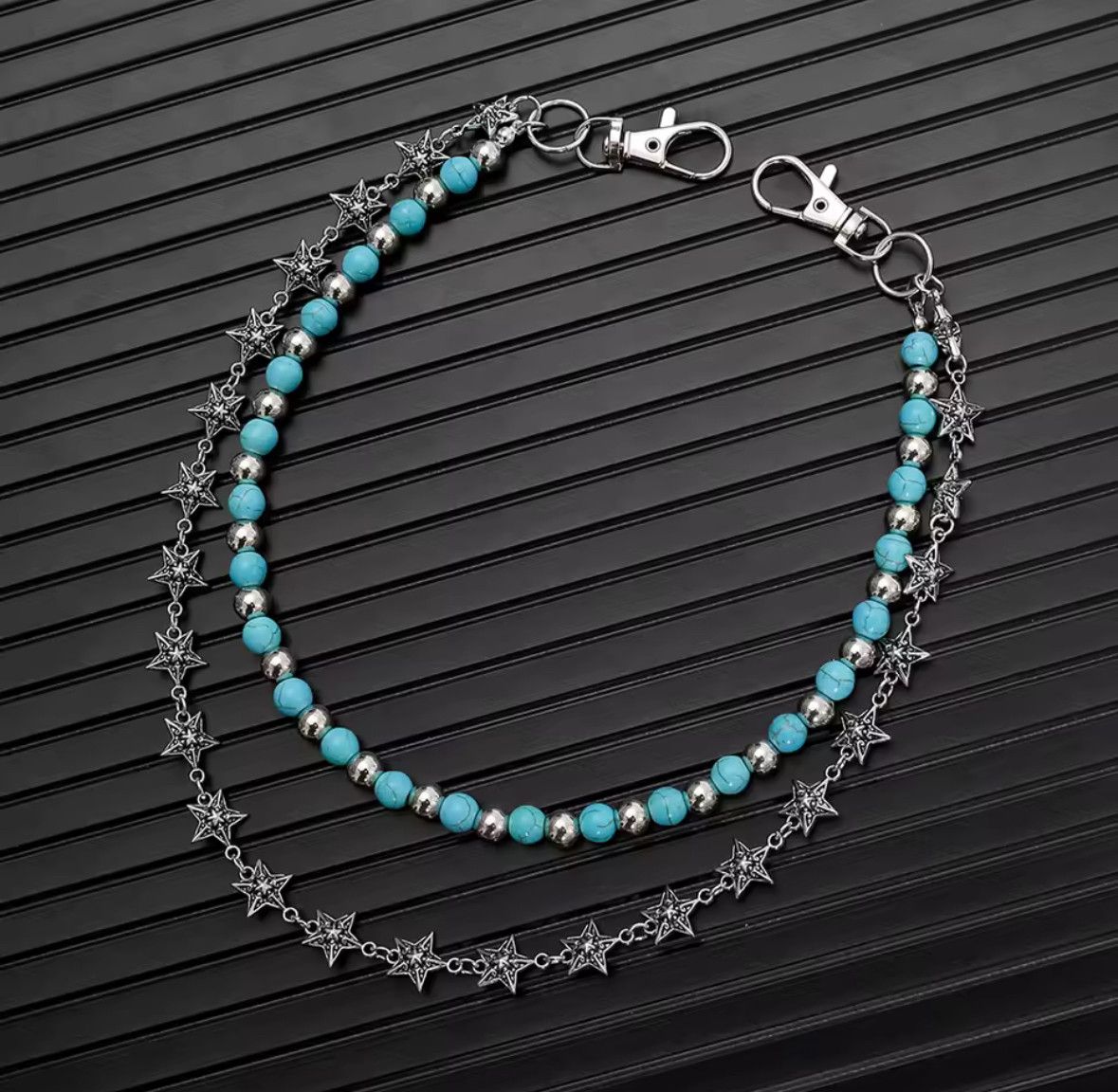 Other Double Layer Blue Pearl Star KeyChain Jean Wallet Belt Chain Size ONE SIZE - 1 Thumbnail