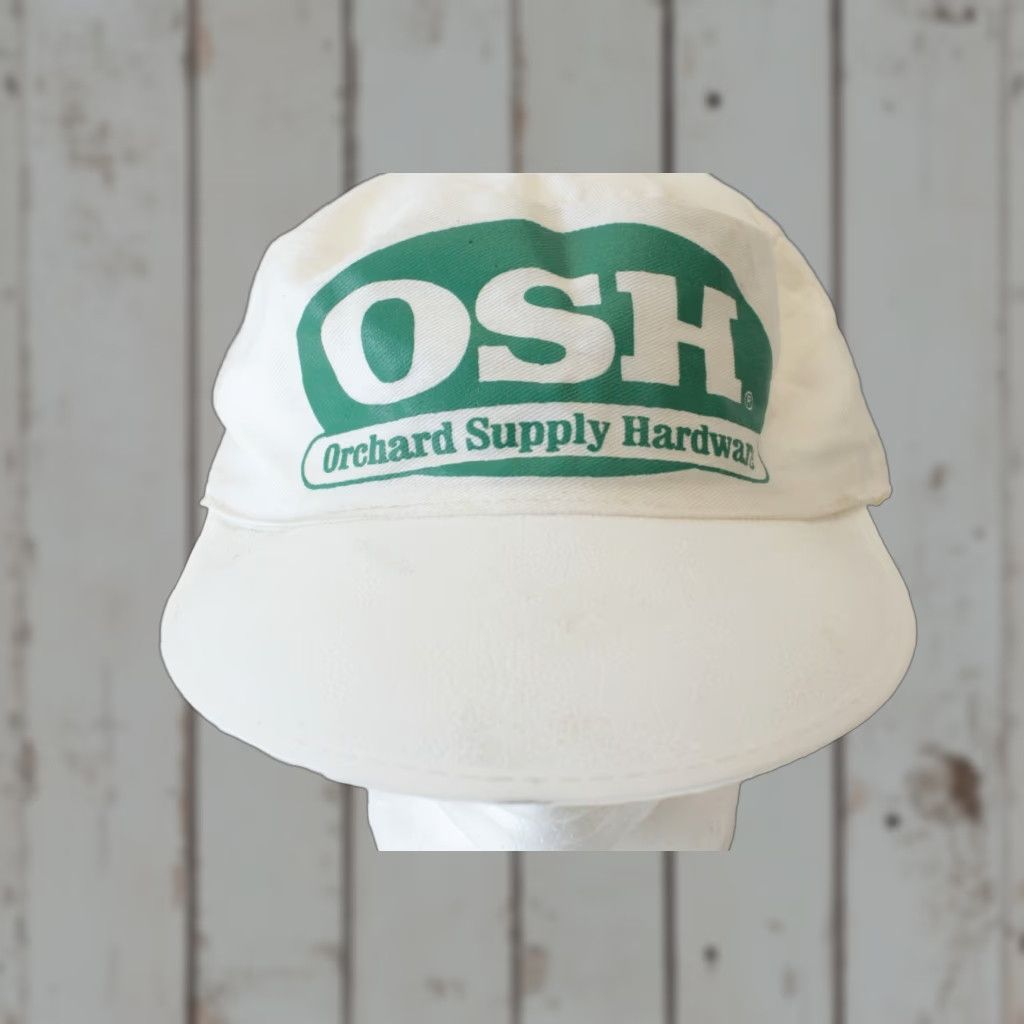 Vintage VINTAGE OSH Orchard Supply Hardware White Green Painters Hat Cap FAST SHIPPING Mens One Size White Painters Cap OSH Hat Vintage Size ONE SIZE - 1 Thumbnail