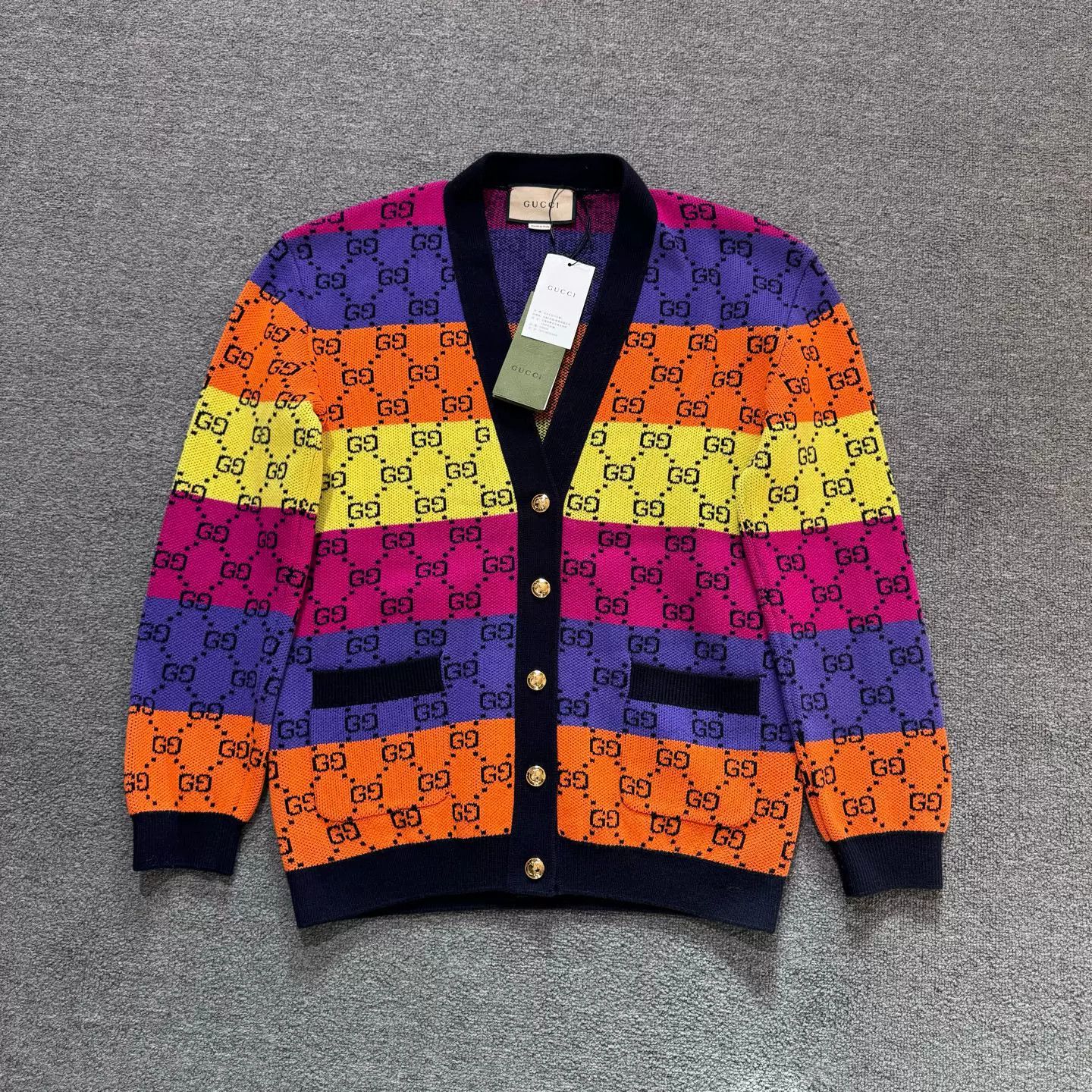 Gucci Gucci SS22 Rainbow GG Print Cardigan Size S / US 4 / IT 40 - 1 Thumbnail