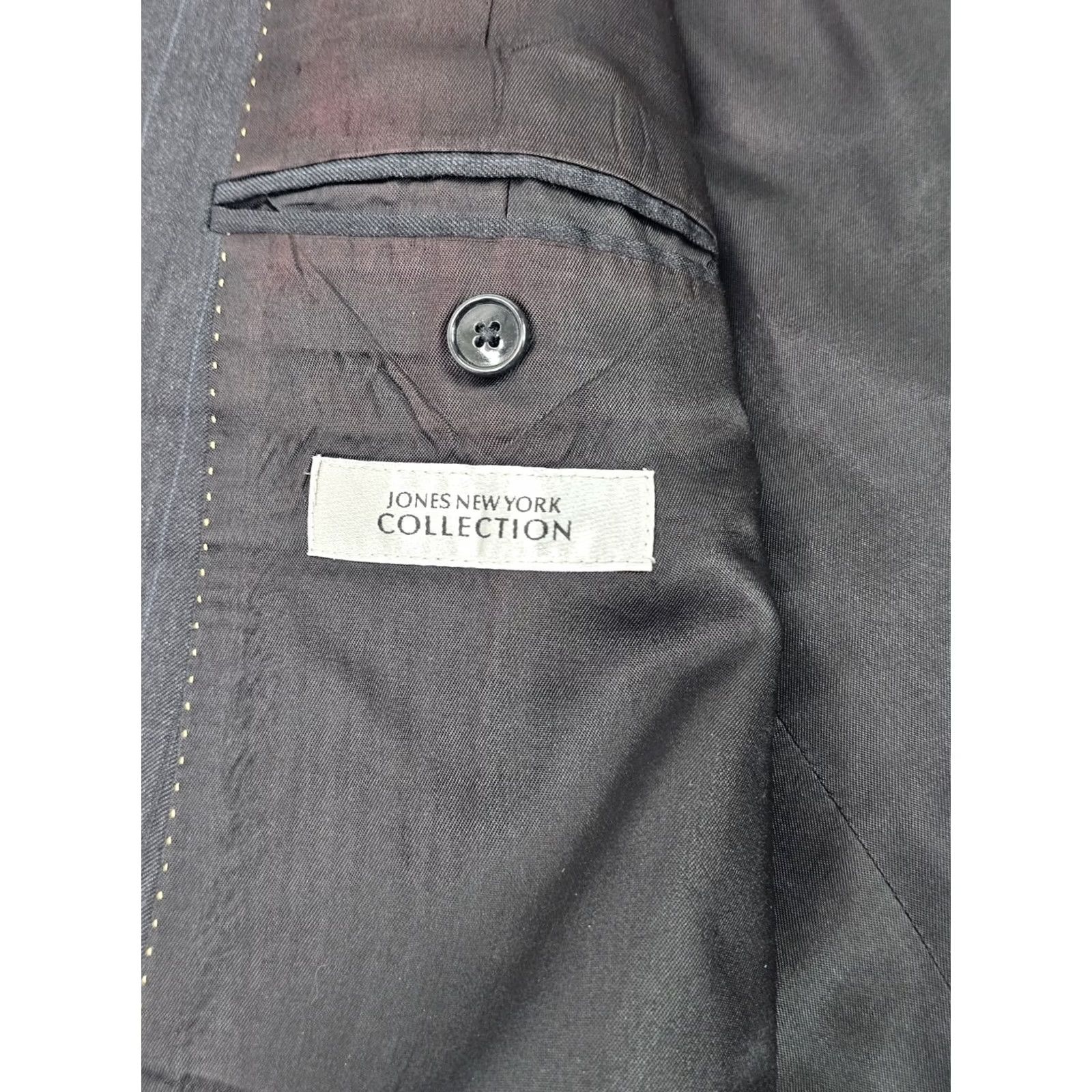Jones New York Jones New York Wool Pinstripe Suit Men Jacket 42x29 Gray Slacks 2 Piece Vintage Not Applicable Size 48R - 4 Thumbnail
