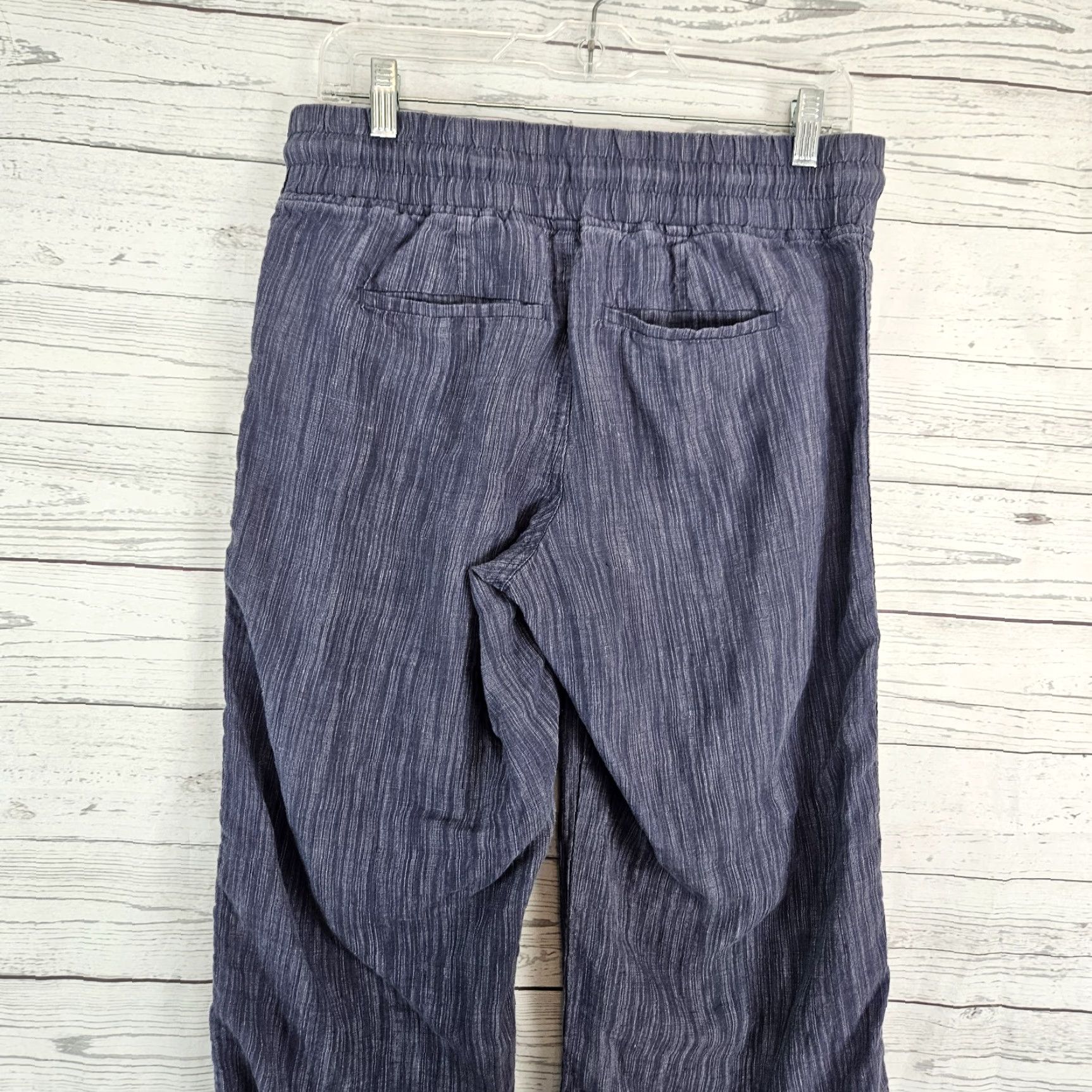 Athleta Athleta Womens Cabo Textured Wide Leg Linen Pants Sz 6 Blue Pull On Pockets Size 28" / US 6 / IT 42 - 4 Thumbnail