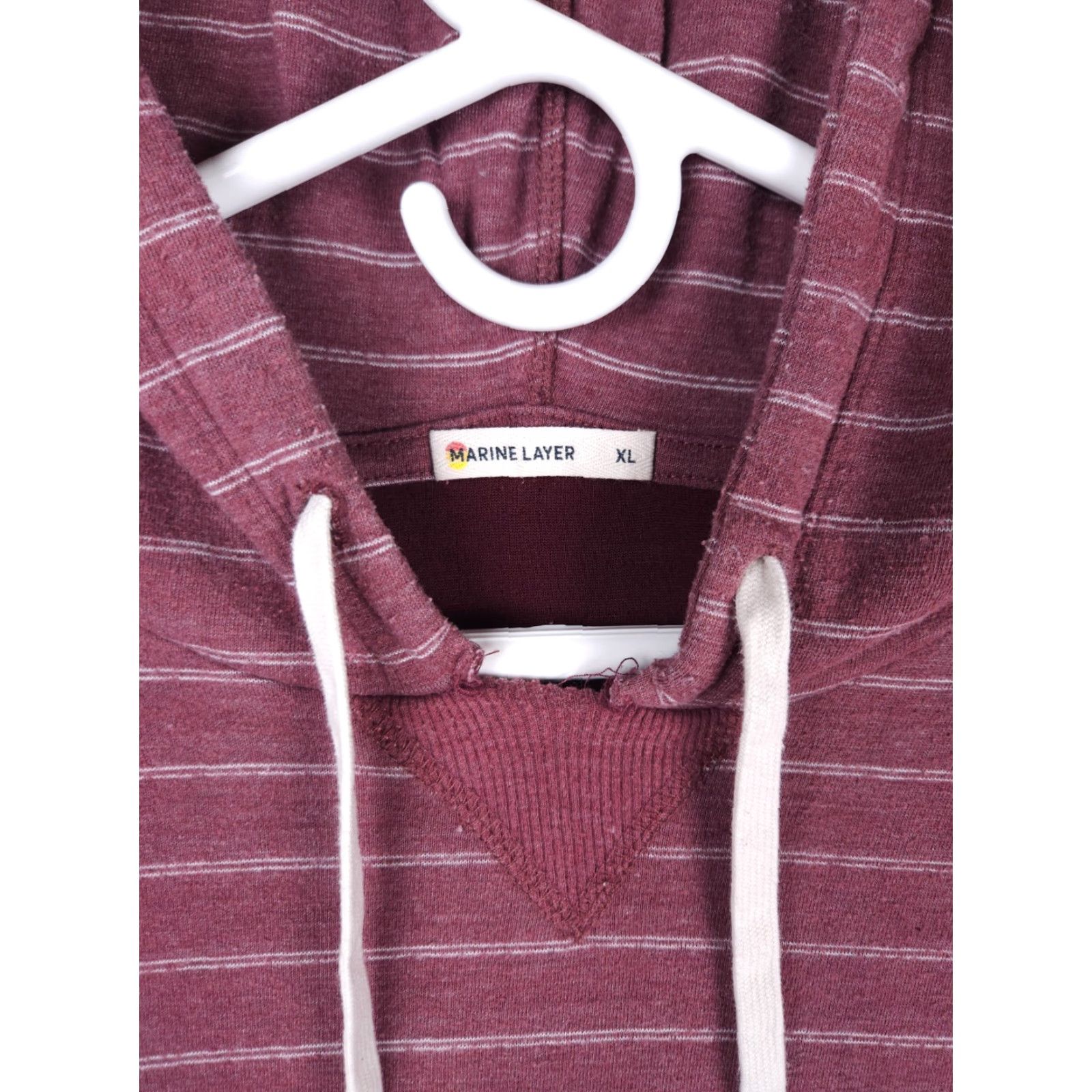 Marine Layer Marine Layer Hoodie Men's XL Red Striped Drawstring Lightweight Rayon Blend Size US XL / EU 56 / 4 - 4 Thumbnail