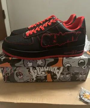 Glo Gang Glory Boyz Glory 1's Chief Keef AF1's BLACK/RED *Never Worn* Size US 10.5 / EU 43-44 - 2 Thumbnail