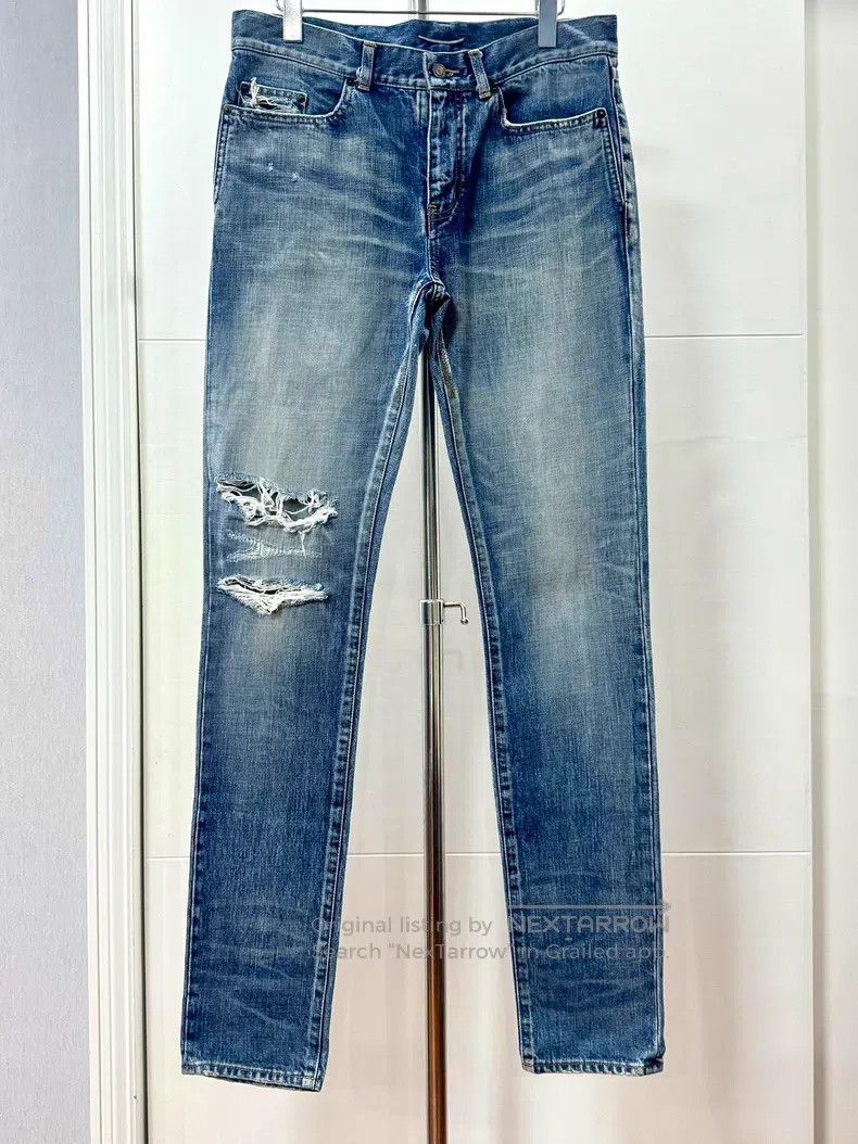 Saint Laurent Paris Saint Laurent Paris Double Cut Destroyed Denim Jeans i Size US 31 - 1 Thumbnail