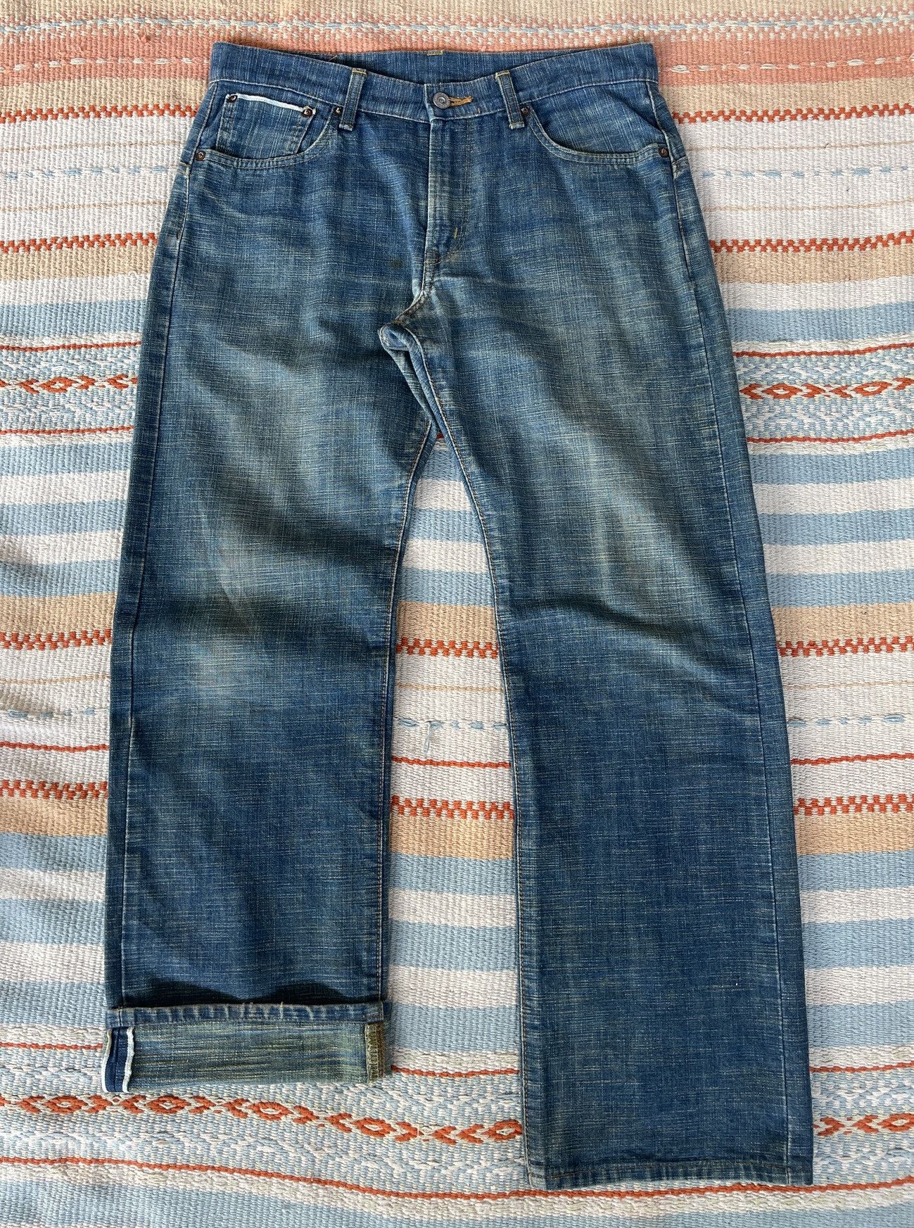 Edwin Rare‼️Vintage 90s🔥EDWIN🔥13oz Grand Blue Selvedge Denim Size US 33 - 2 Thumbnail