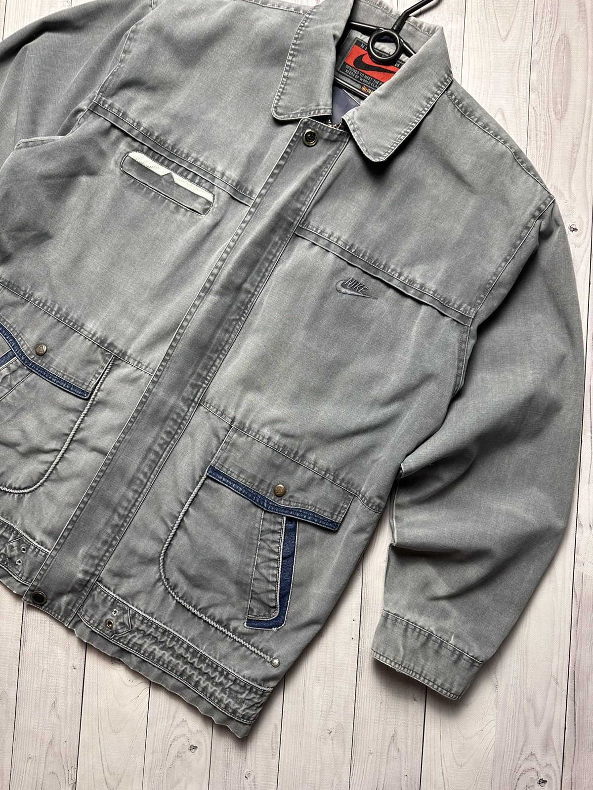 Nike × Vintage Vintage Nike Denim jacket pocket rare size XXL faded Size US XXL / EU 58 / 5 - 3 Thumbnail