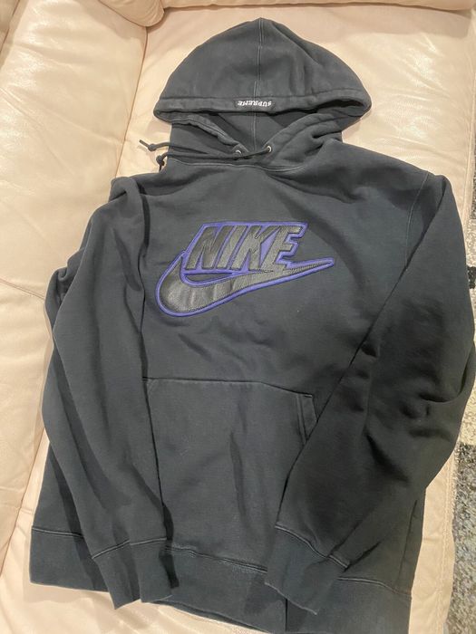 Supreme Supreme Nike Leather Applique Hooded Sweatshirt | Grailed