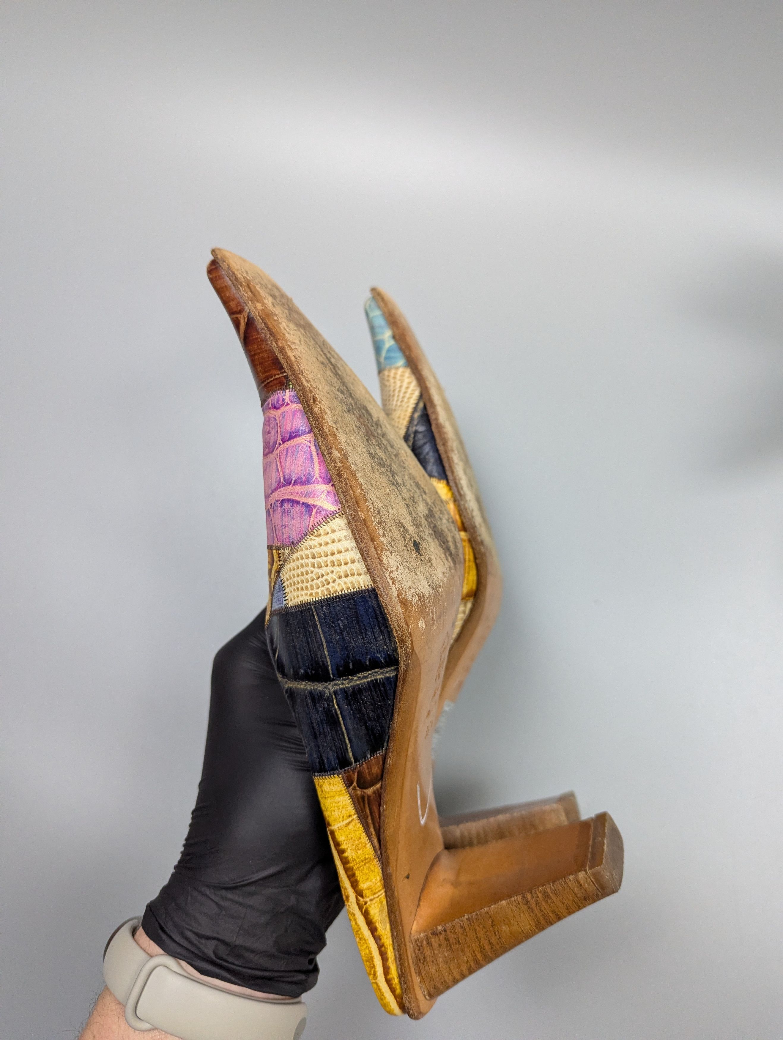 Vintage Rare VTG Y2K Gianmarco Lorenzi Crocodile Leather Mules Heels Size US 7.5 / IT 37.5 - 13 Thumbnail