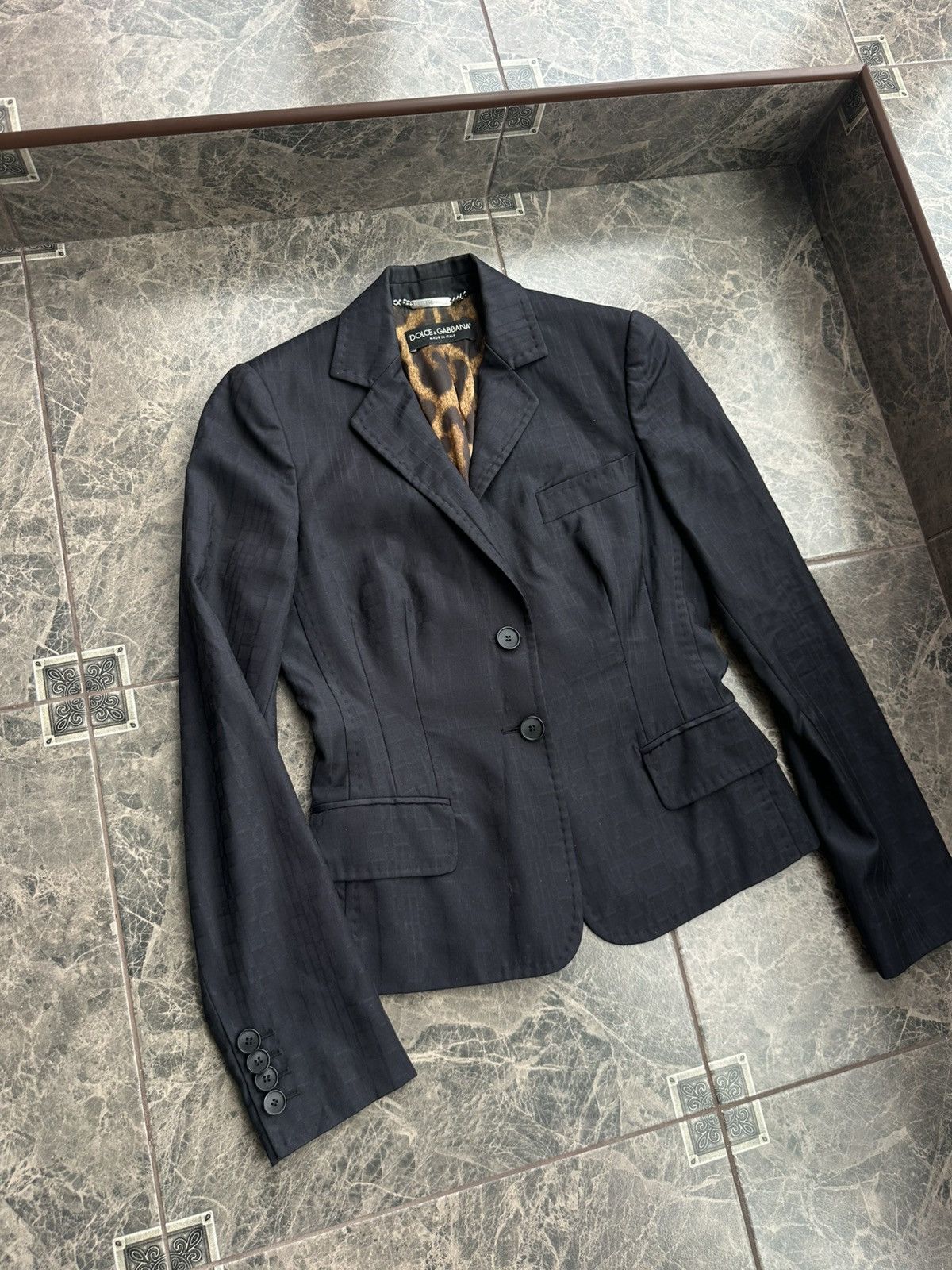 Dolce & Gabbana Dolce & Gabbana Blazer Leopard Lined Black VirginWool Jacket Size M / US 6-8 / IT 42-44 - 4 Thumbnail