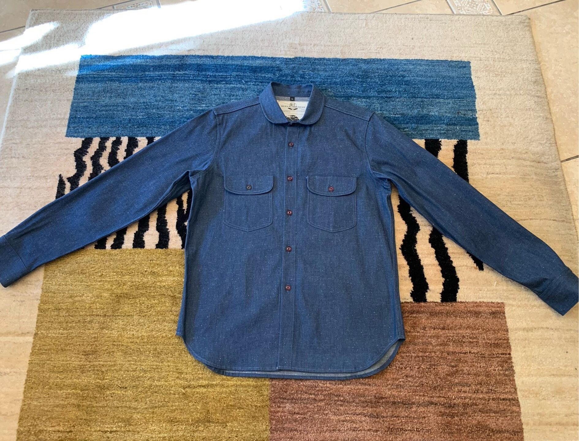 RGT Shawl Collar Snowflake Denim Work Shirt