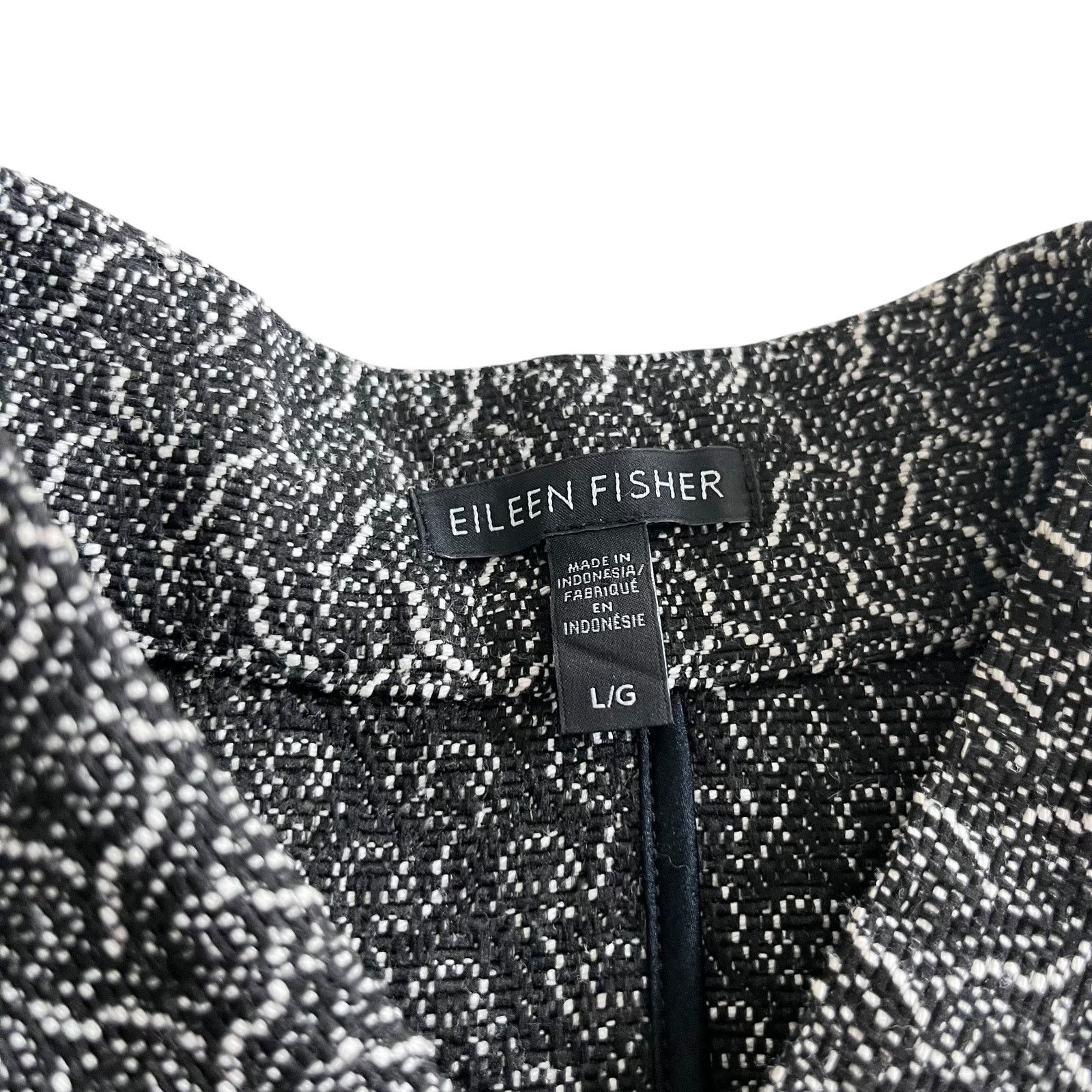 Eileen Fisher Eileen Fisher Rosette Jacquard Black White Zip Up Jacket Size L / US 10 / IT 46 - 3 Thumbnail
