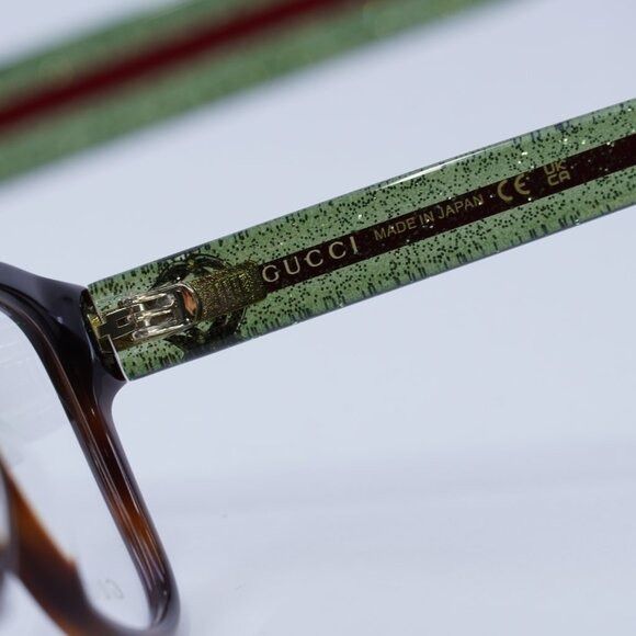 Gucci 🕶️ New Gucci GG0038ON 002 Eyeglasses - Havana/Green Frame Size ONE SIZE - 7 Thumbnail