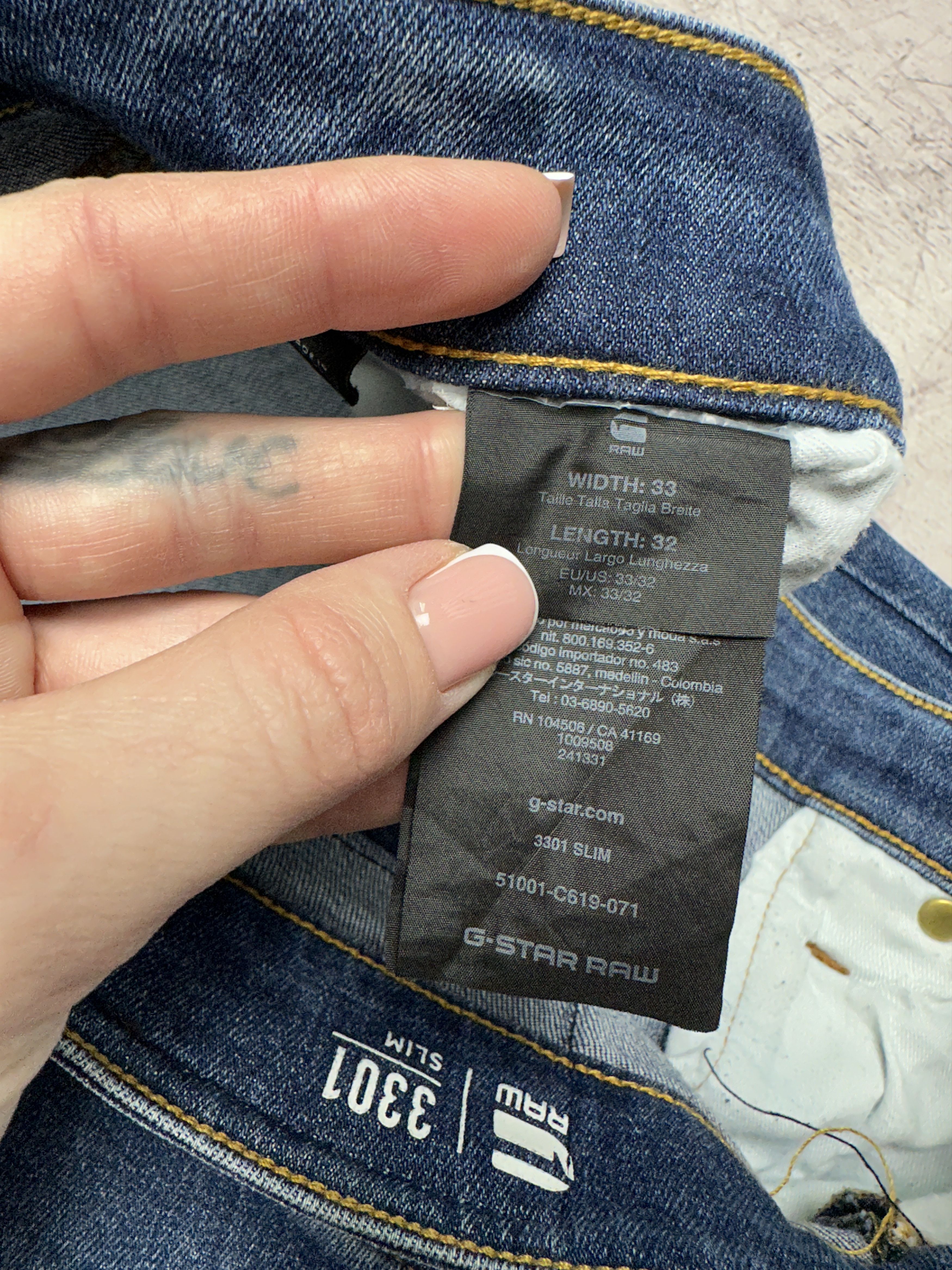 G-Star G Star Raw Mens 3301 Slim Denim Pants Jeans Size US 33 - 4 Thumbnail