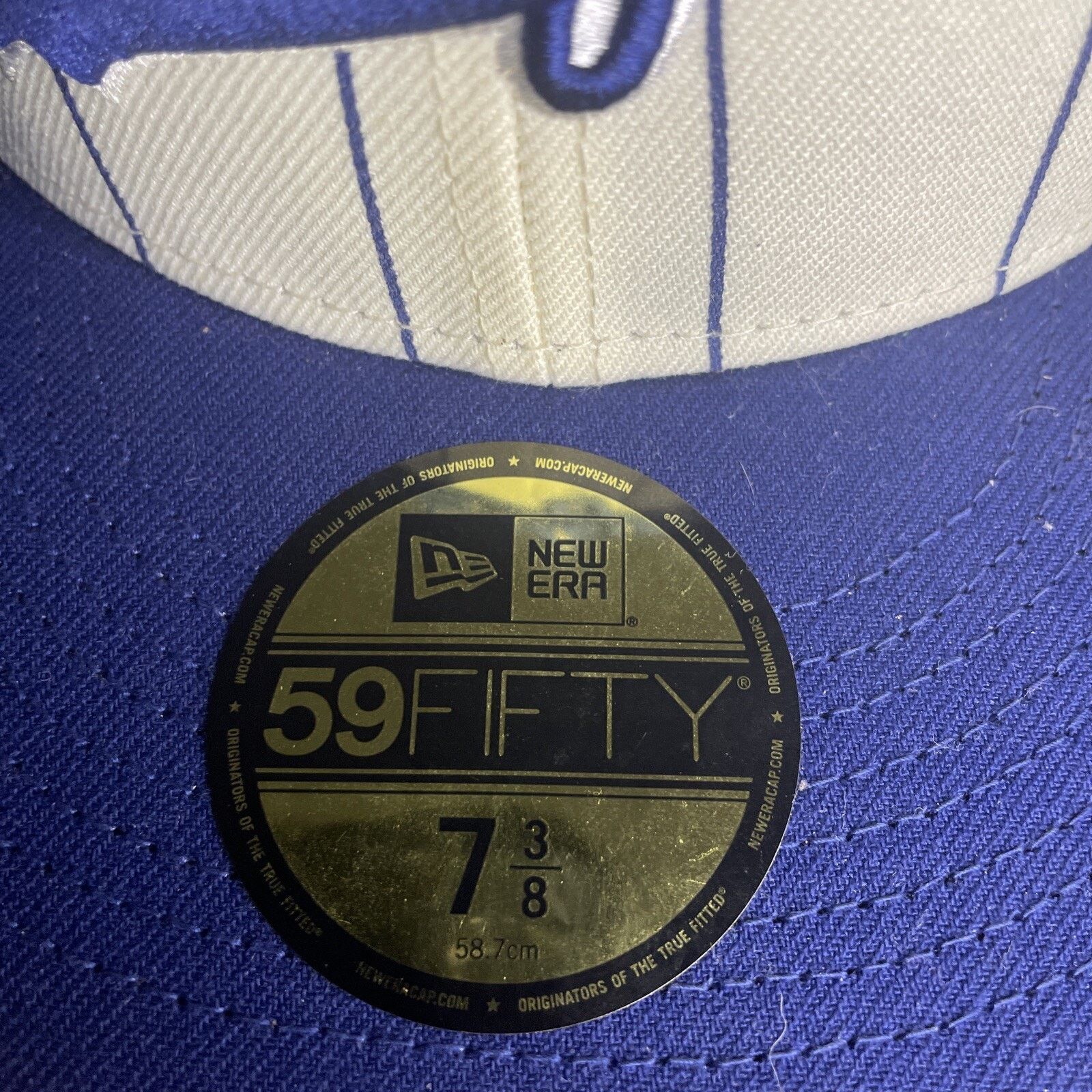 New Era LA Dodgers NewEra 5950 Off White Pinstripe Script Hat 7 3/8 Size ONE SIZE - 3 Thumbnail