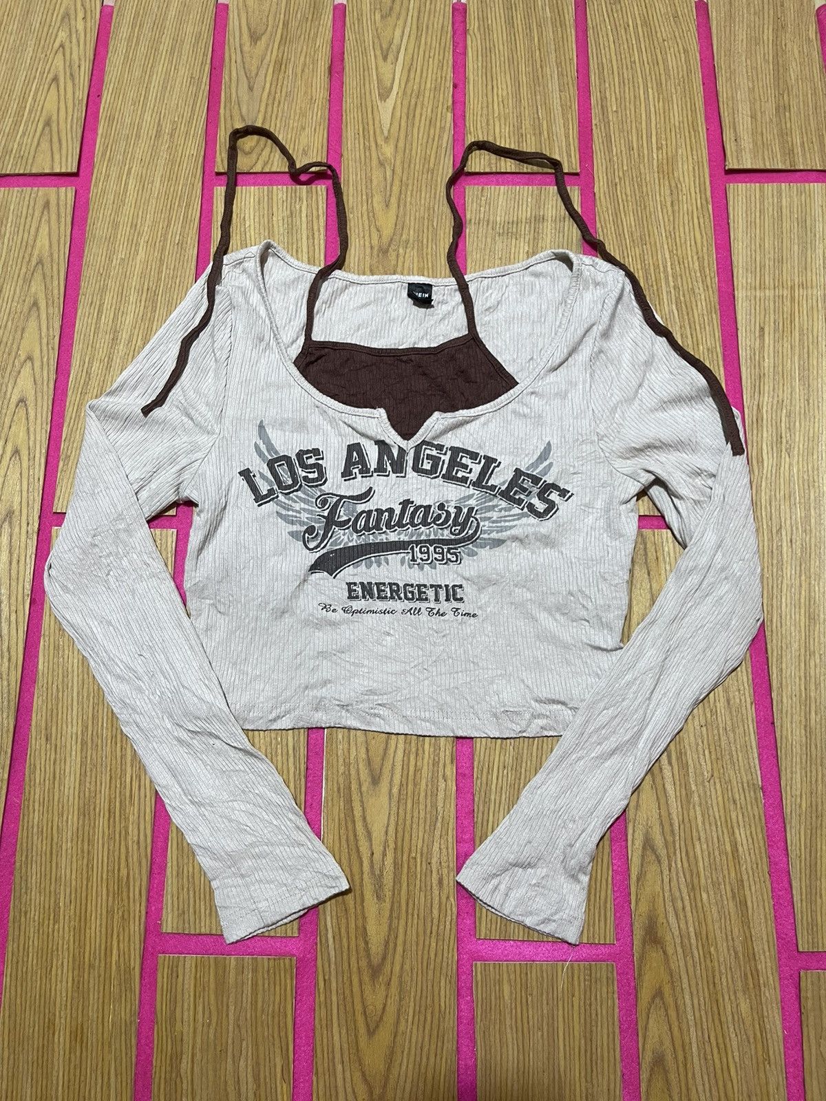 Y2K SHEIN Long Sleeve Cropped T-Shirt for Women in LGB Style