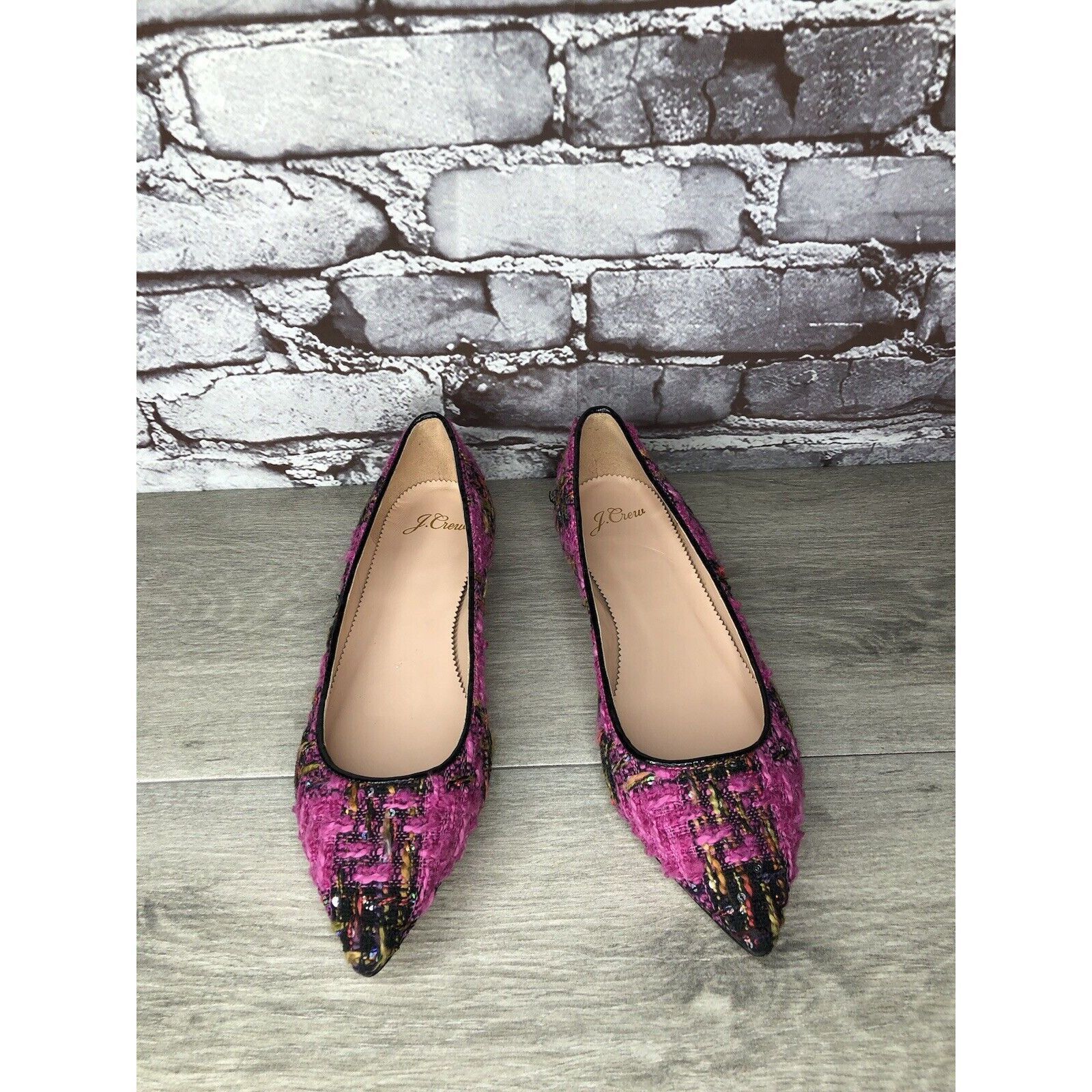 J.Crew J. Crew K2904 Pink Fresh Berry Tweed Pointed Toe Flats Women Size US 7 / IT 37 - 2 Thumbnail