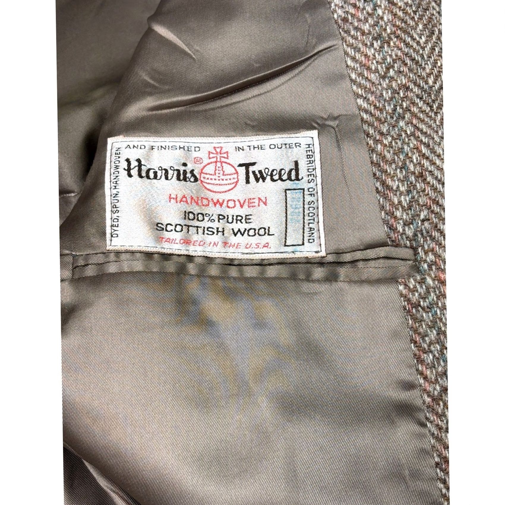 Jos. A. Bank VINTAGE Jos. A. Bank Harris Tweed Brown Herringbone Wool Blazer Sport Coat 42L Mens Size 42R - 6 Thumbnail