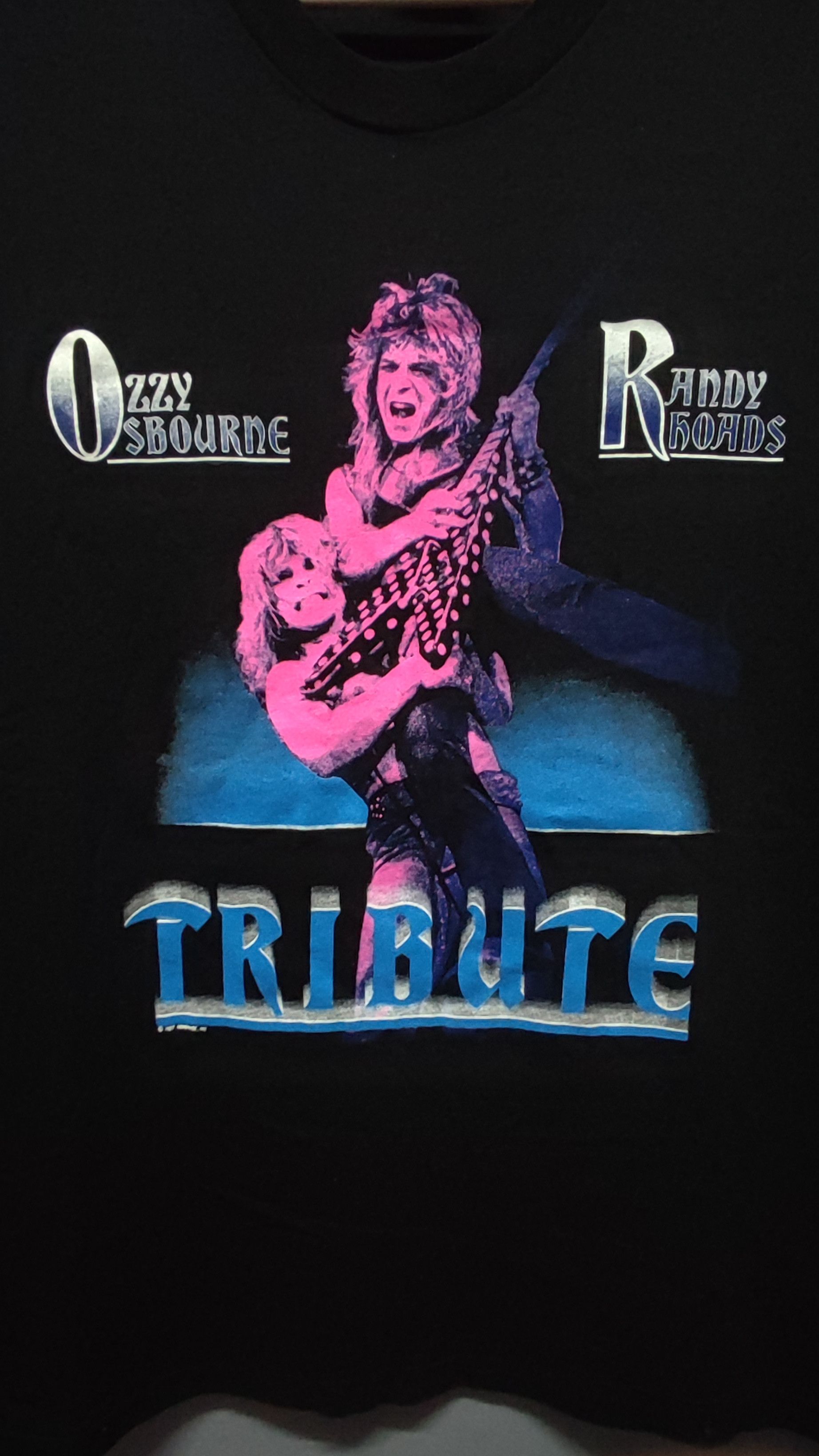 Band Tees Vintage Rare 80s Ozzy Osbourne Tribute Randy Rhoads Size US L / EU 52-54 / 3 - 7 Thumbnail