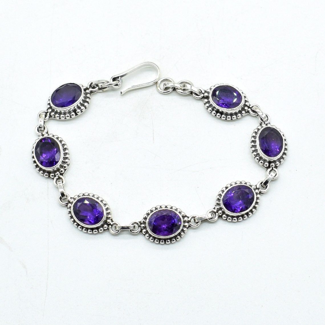 Handmade Genuine Amethyst Gemstone Bracelet, February Birthstone Size ONE SIZE - 3 Thumbnail