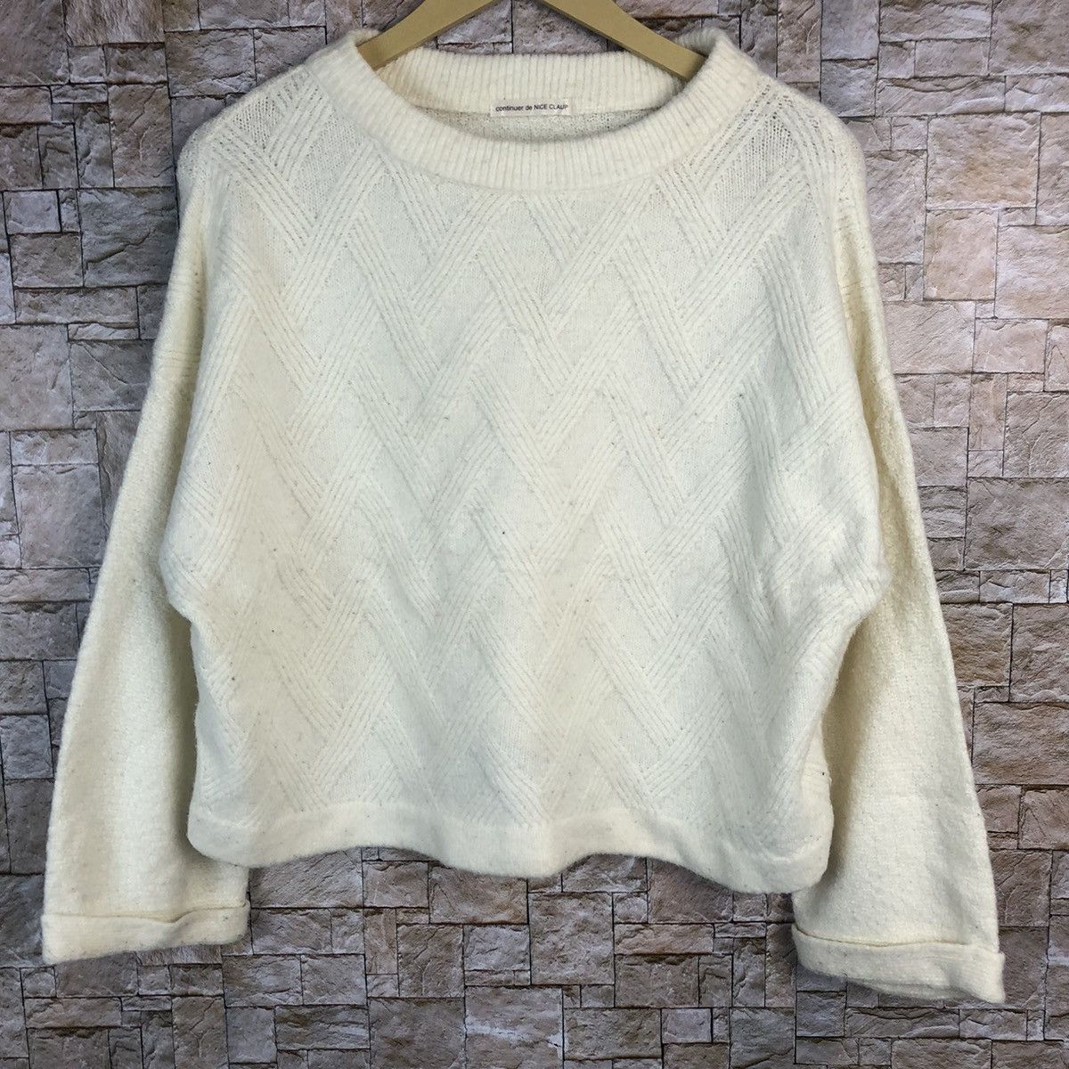 Homespun Knitwear × Japanese Brand Nice Claup White Knitwear #A749 Size M / US 6-8 / IT 42-44 - 3 Thumbnail