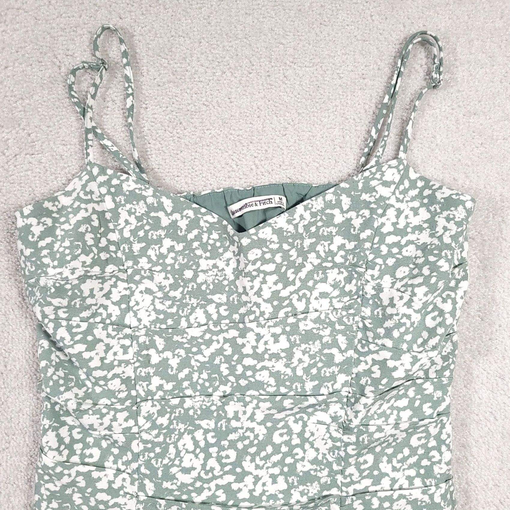 Abercrombie & Fitch Abercrombie & Fitch Dress Women's Medium Bodycon Short Side Zip Multicolor Green White Sleeveless Casual Party/Cocktail Travel Womens Size 32" / US 10 / IT 46 - 3 Thumbnail