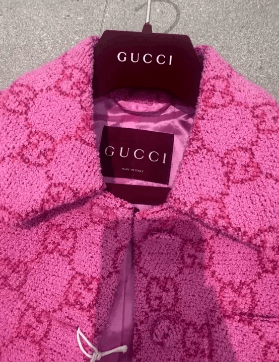 Gucci o1la5ras0526 GG Bouclé Cotton Jacket With Horsebit Pink Size L / US 10 / IT 46 - 2 Thumbnail