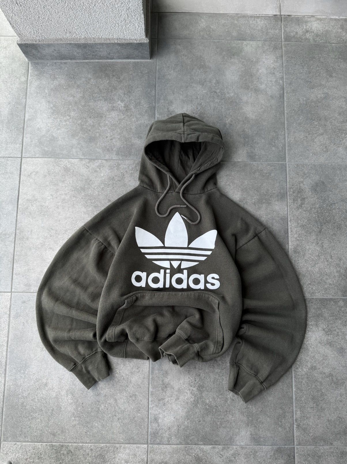 Adidas Vintage Adidas Hoodie 00s Y2K Khaki Avantgarde Size US L / EU 52-54 / 3 - 1 Thumbnail