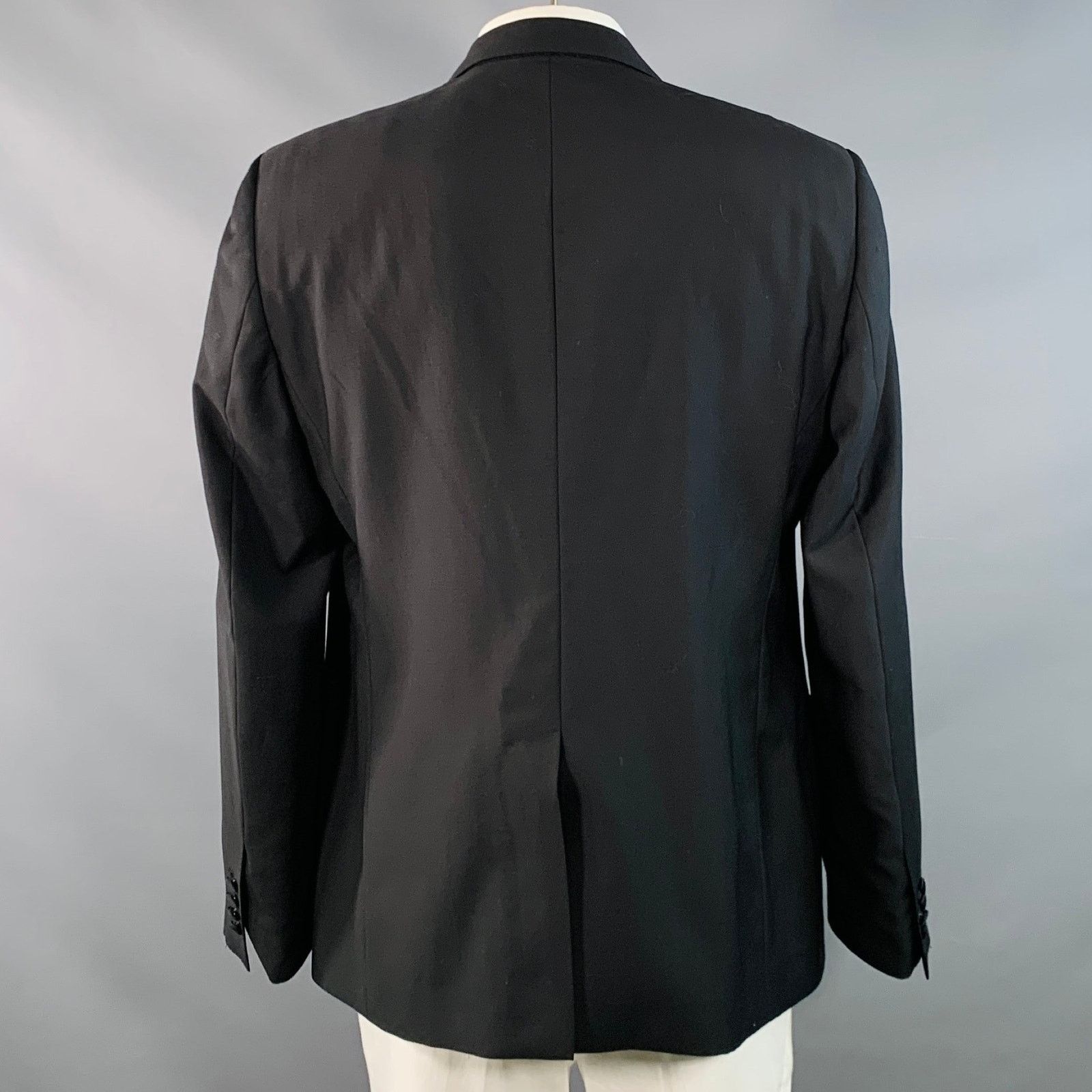 Dolce & Gabbana DOLCE & GABBANA Black Virgin Wool Silk Blend Peak Lapel Size 48R - 5 Thumbnail
