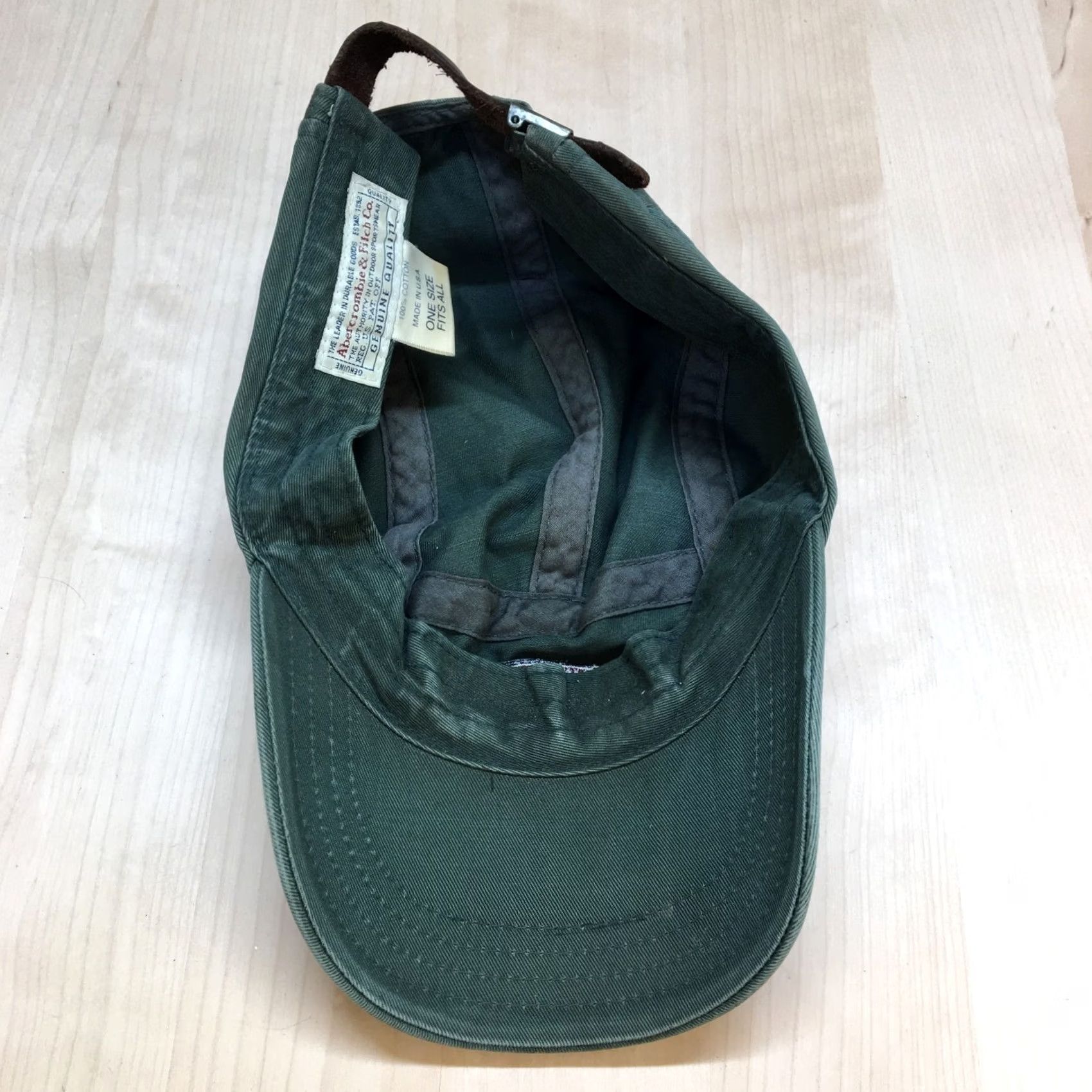 Abercrombie & Fitch VINTAGE Abercrombie & Fitch 5 Panel Camp Hat Adult OS USA Made OD Green Leather Hat Size ONE SIZE - 6 Thumbnail