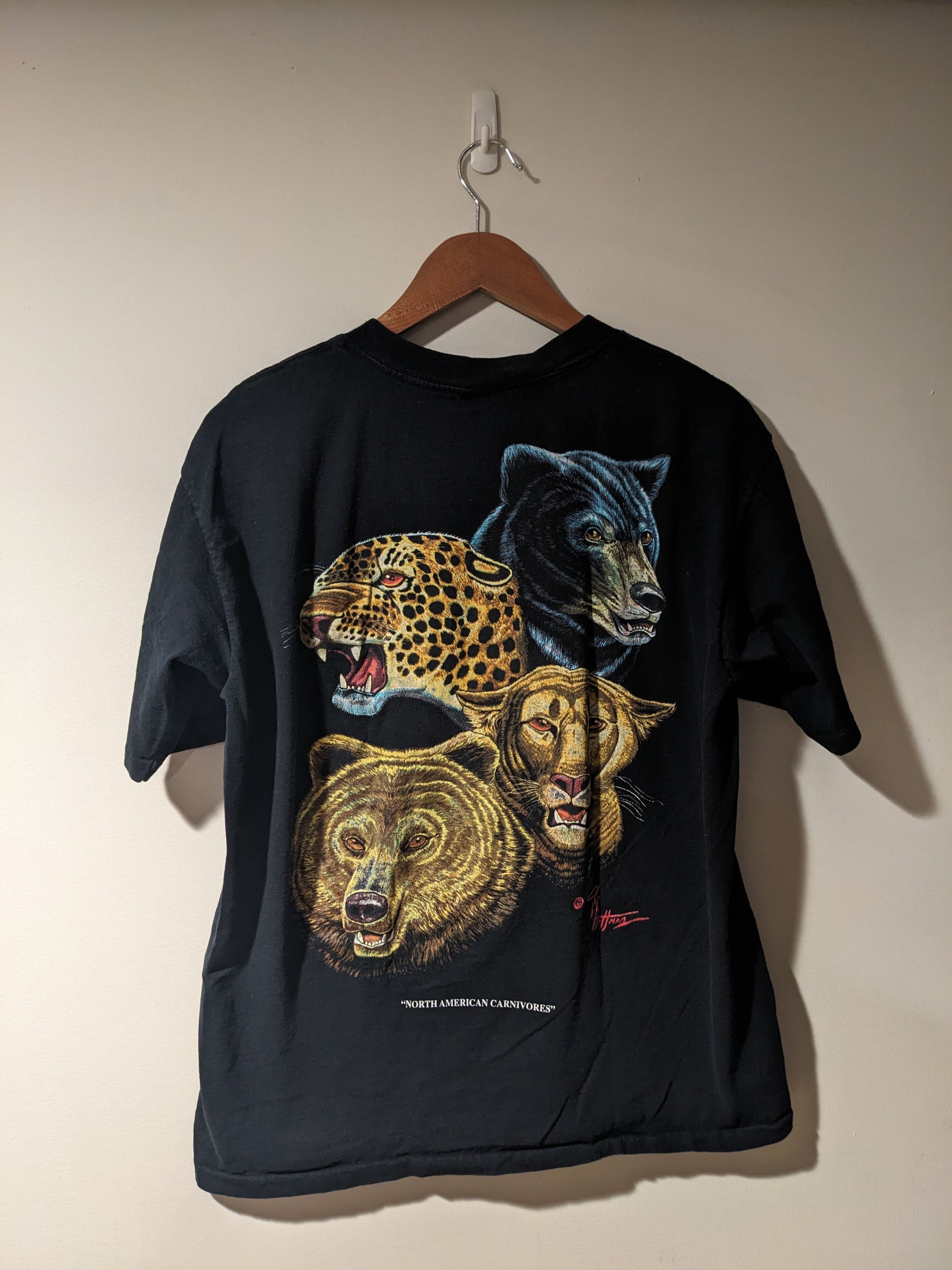 Vintage Vintage 90s North American Carnivores Animal T-Shirt Size US L / EU 52-54 / 3 - 1 Thumbnail