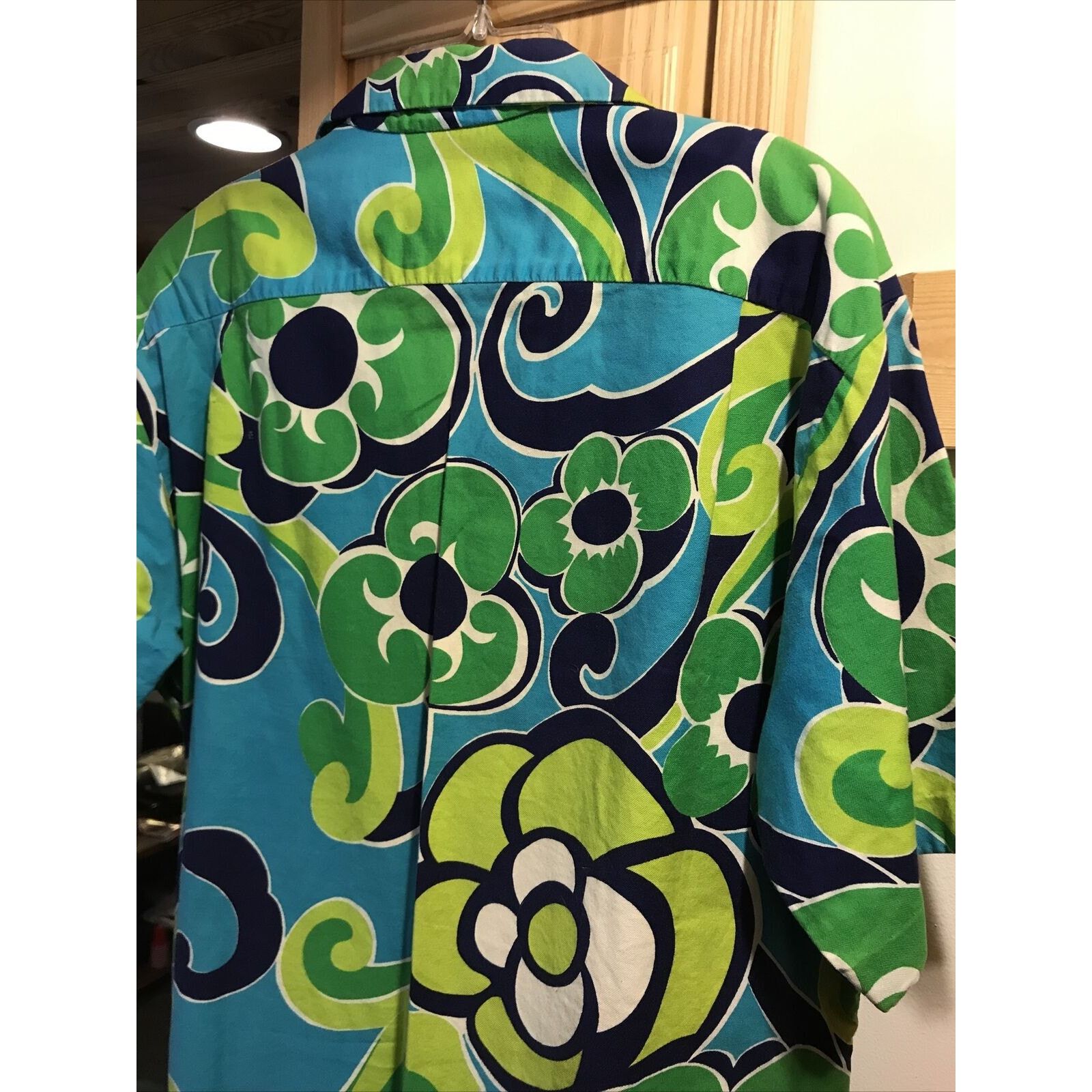 Other Vintage Men’s L Blue Green Floral Hawaiian Shirt SS Button Size US L / EU 52-54 / 3 - 12 Thumbnail