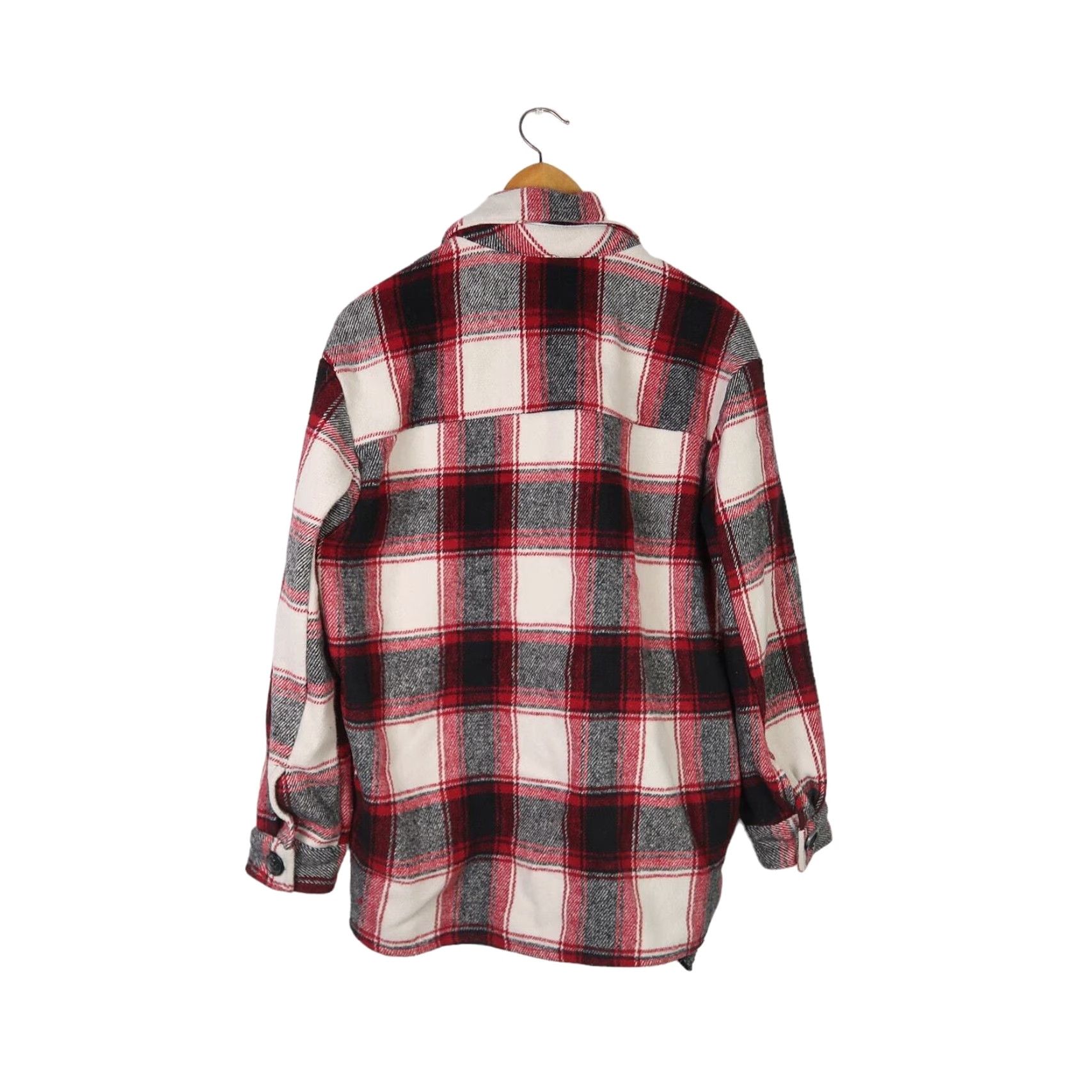 Vintage Ookie & LaLa red white and black plaid flannel shacket M Jacket Women Regular Navy? Size M / US 6-8 / IT 42-44 - 3 Thumbnail