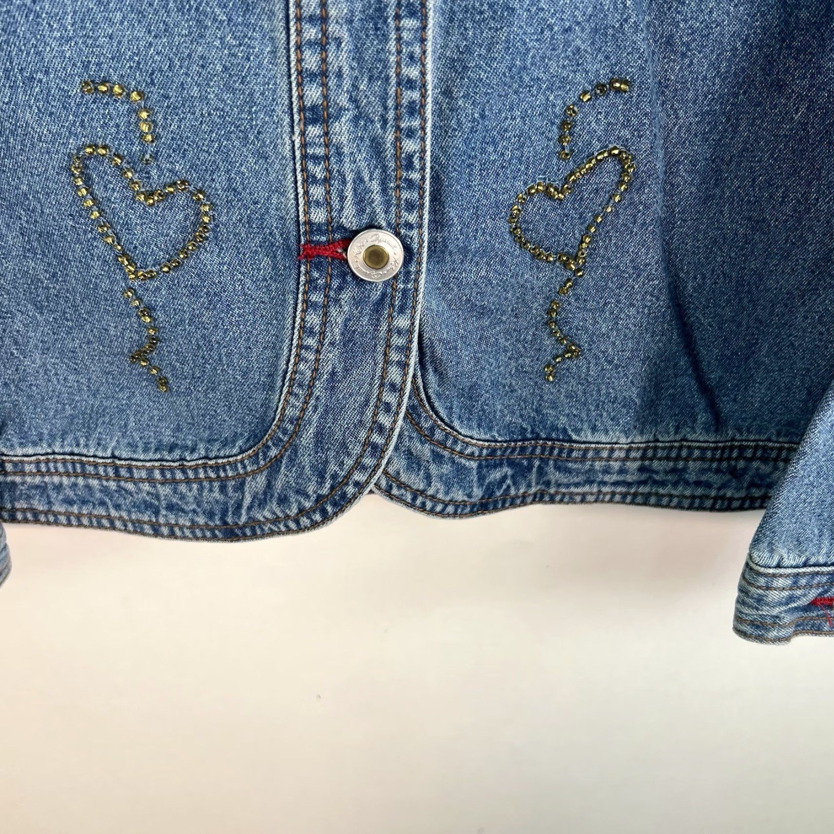 Denime Crystal Kobe Denim Jacket Womens XL Blue Geometric Embellished Casual Retro Size XL / US 12-14 / IT 48-50 - 5 Thumbnail
