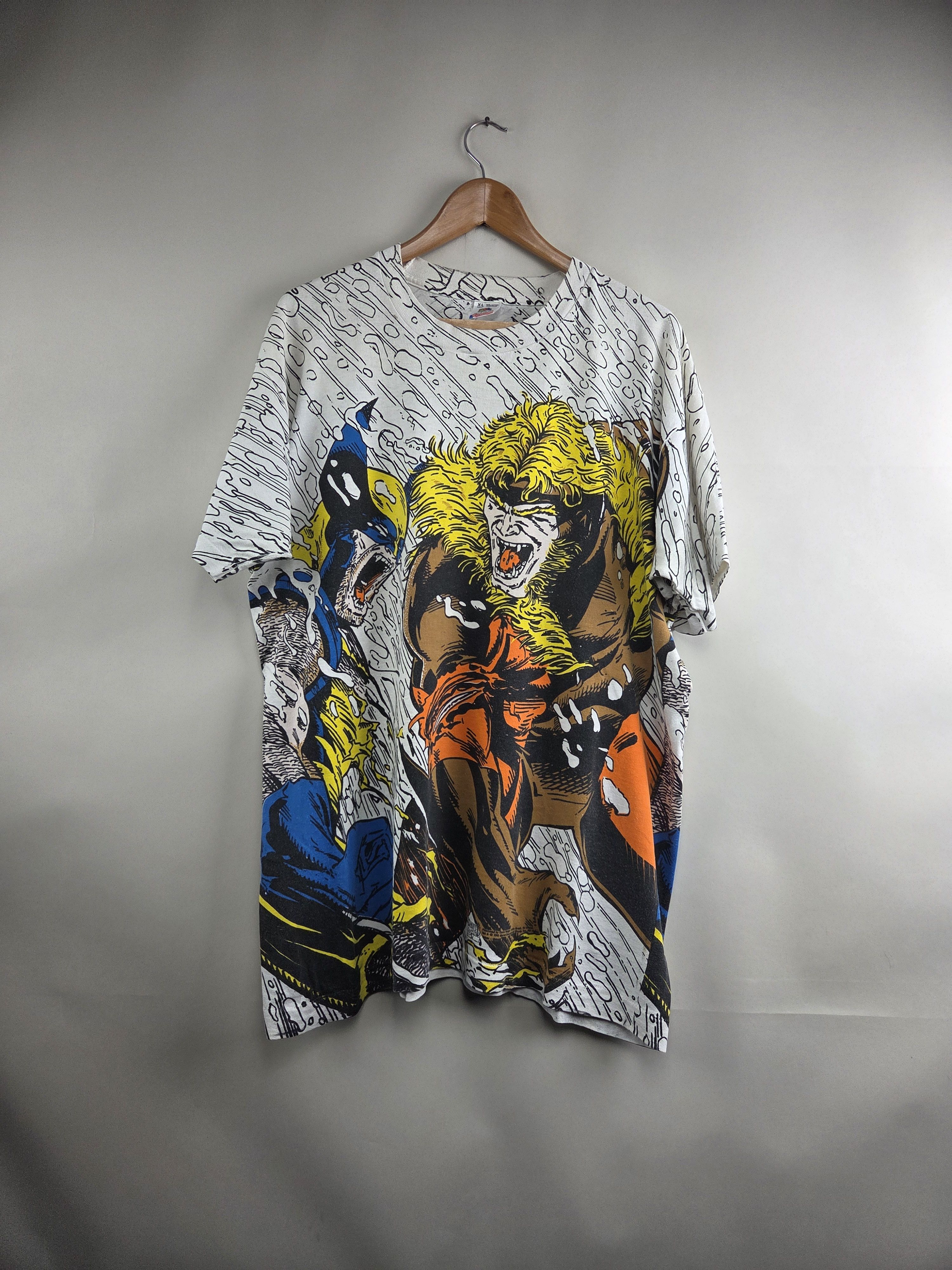 Marvel Comics × Vintage 1993 Marvel Comics Wolverine vs Sabertooth Mega Print Size US XL / EU 56 / 4 - 1 Thumbnail