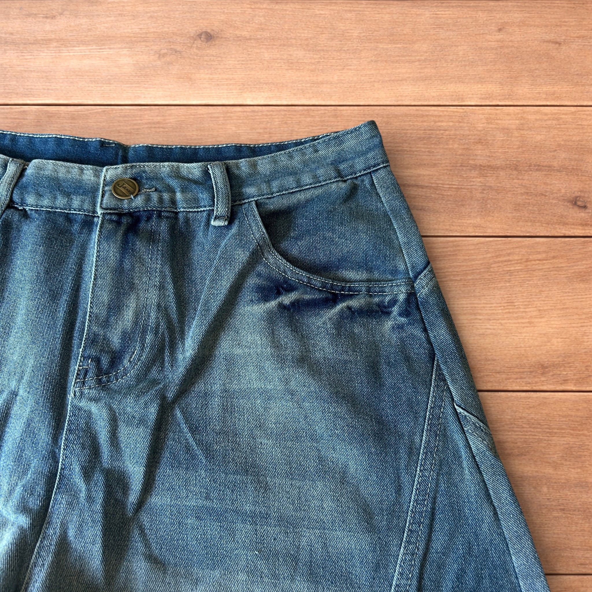 Japanese Brand Super baggy wide denim shorts jorts in mid blue. Size US 34 / EU 50 - 3 Thumbnail