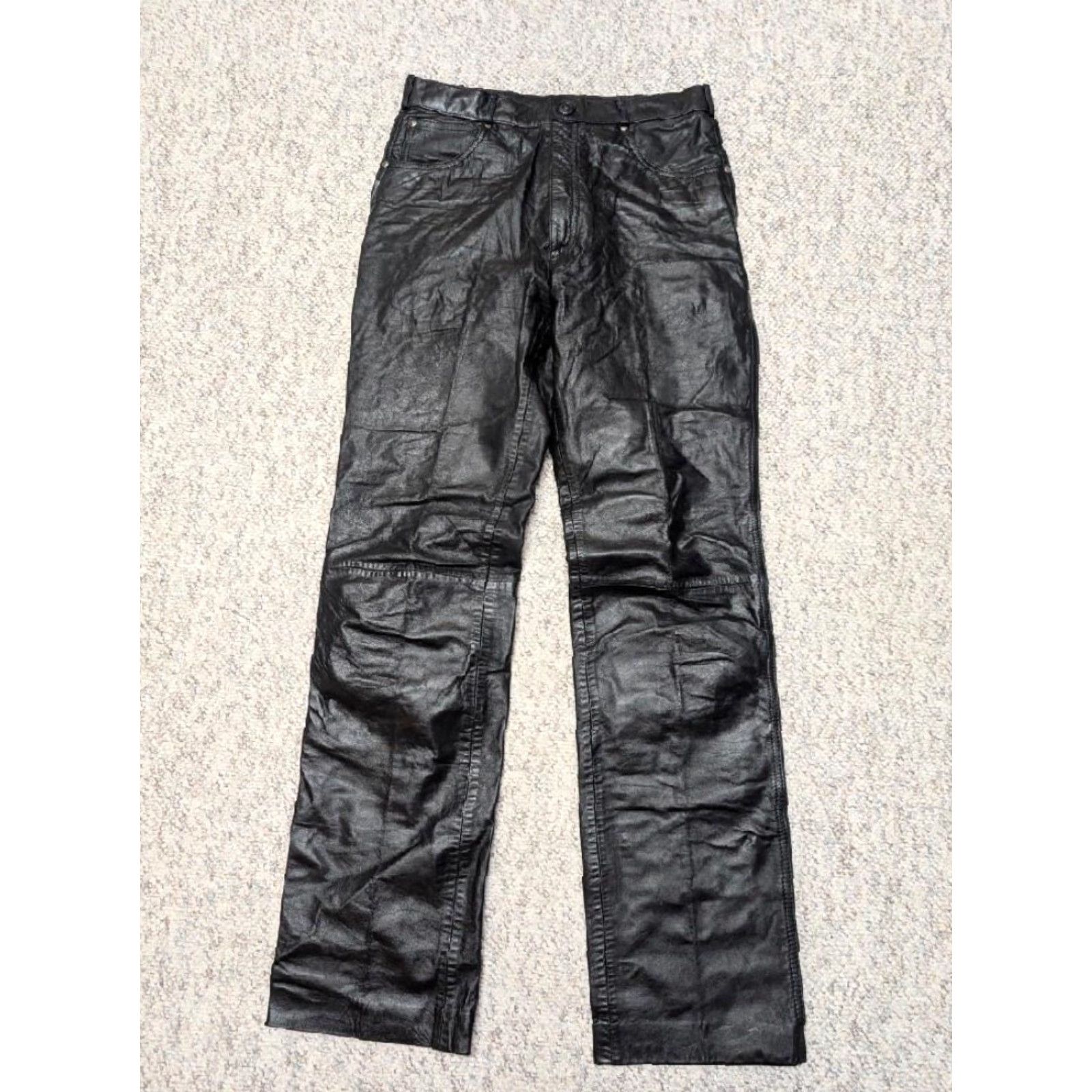 Vintage VINTAGE motorcycle leather pants 28x32 black PUNK goth jeans Mens Size US 28 / EU 44 - 2 Thumbnail