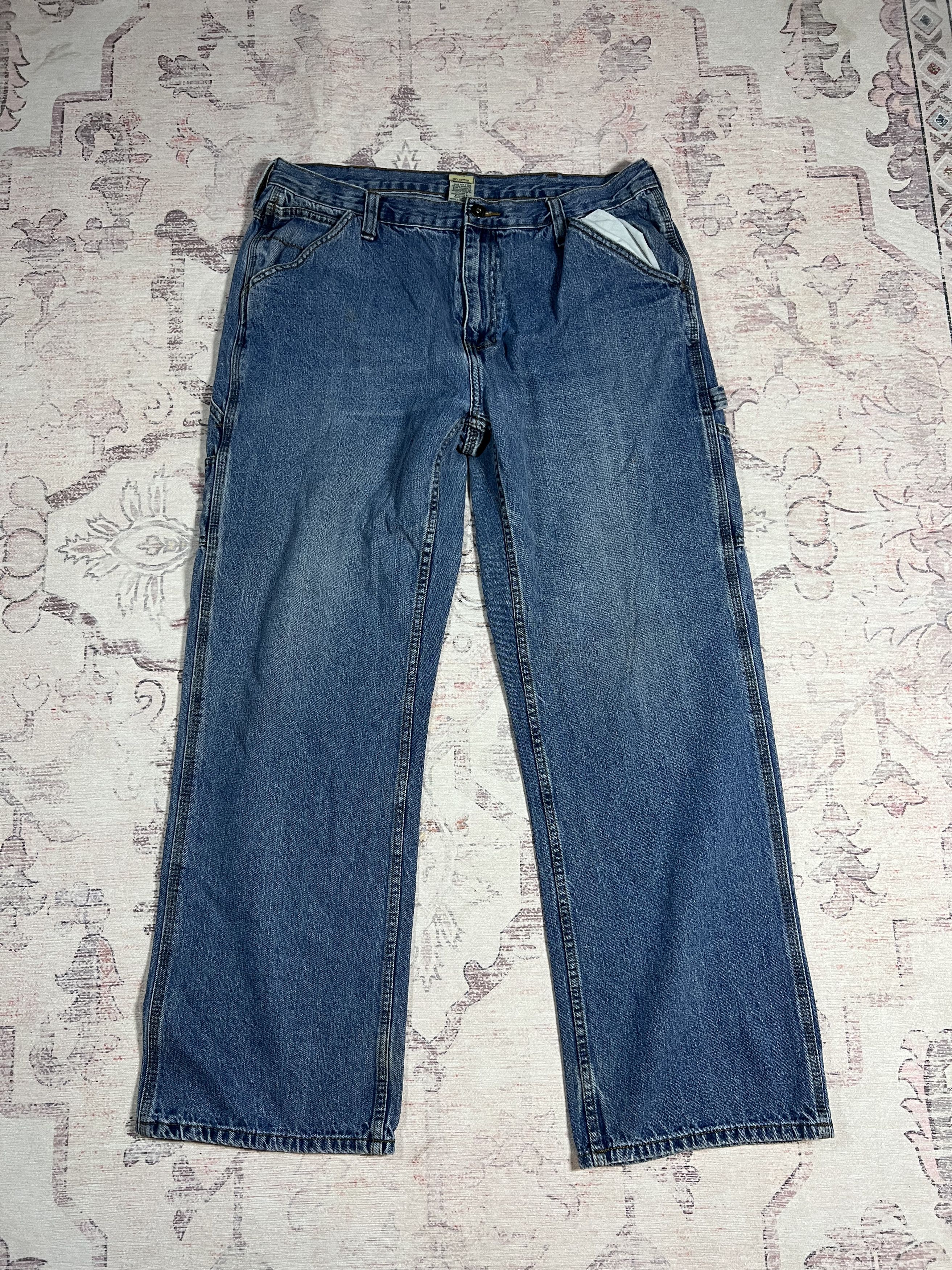 Faded Glory Vintage 90s Faded Carhartt Styled Carpenter Denim Pants Size US 36 / EU 52 - 3 Thumbnail