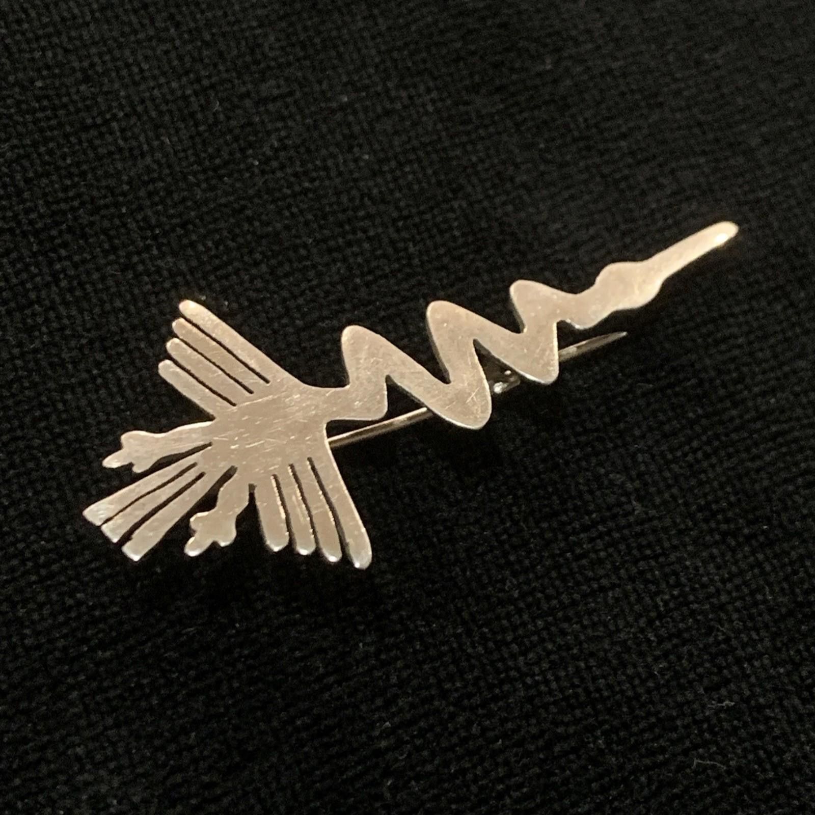 The Unbranded Brand Vintage Nazca Lines Pelican “Alcatraz” Bird 925 Brooch Pin Size ONE SIZE - 5 Thumbnail