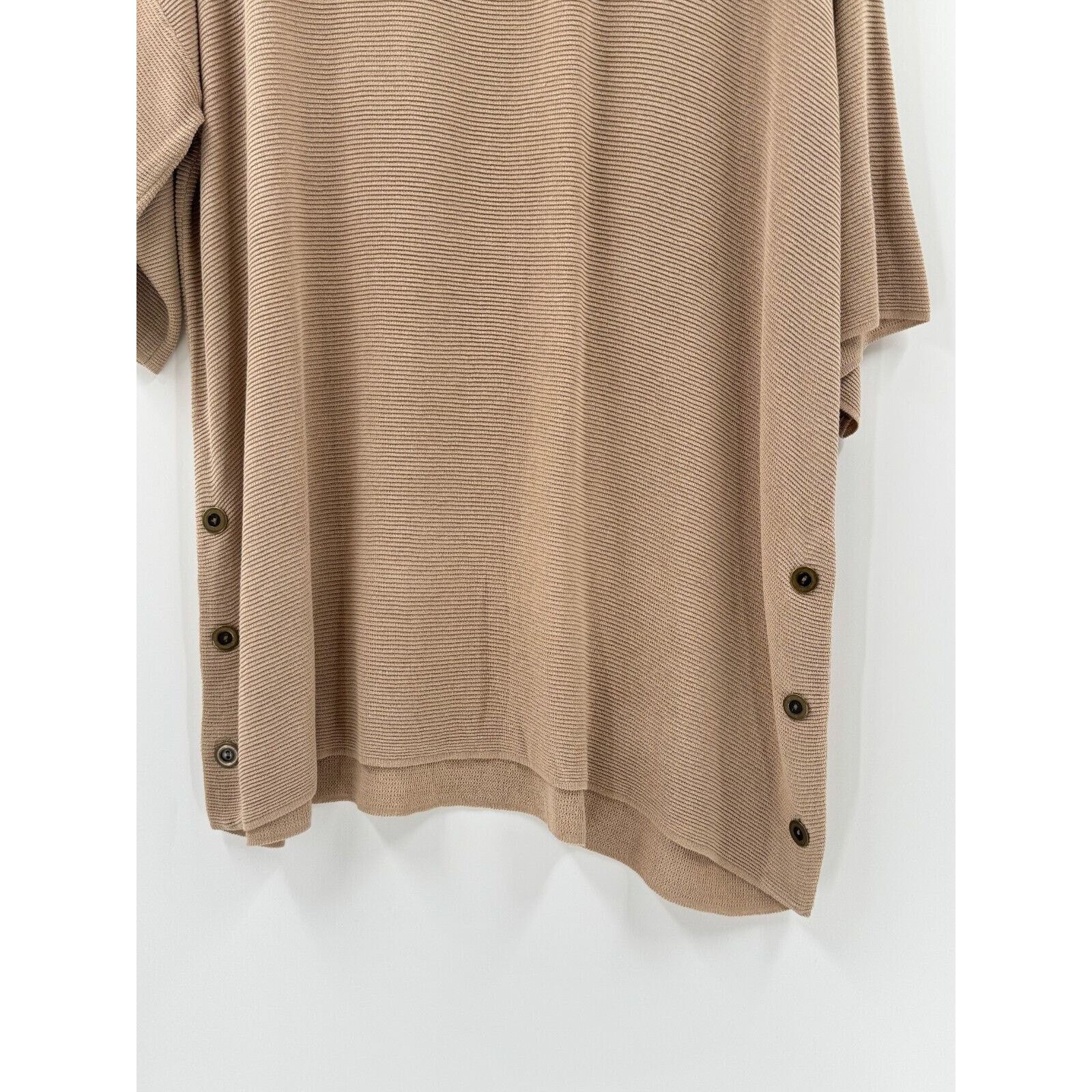 Chicos Chico's Minimalist Tan Camel Tunic Sweater 3 Large 16 Button Size XXL / US 16-18 / IT 52-54 - 3 Thumbnail