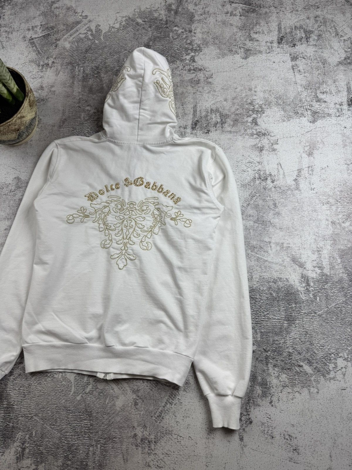 Vintage Dolce Gabbana Women’s XL Vintage D&G 90s White Y2K Zip Hoodie Pullover Size XL / US 12-14 / IT 48-50 - 3 Thumbnail