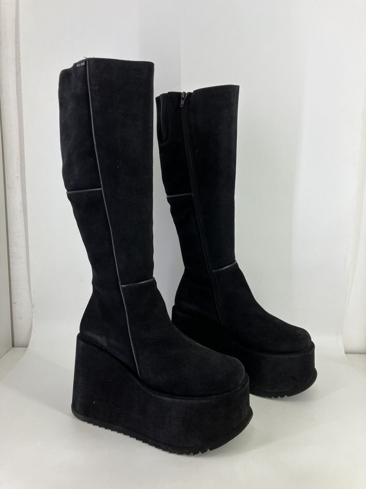 Vintage Rock Bull chunky platform suede leather knee boots 90s Size US 11 / IT 41 - 3 Thumbnail